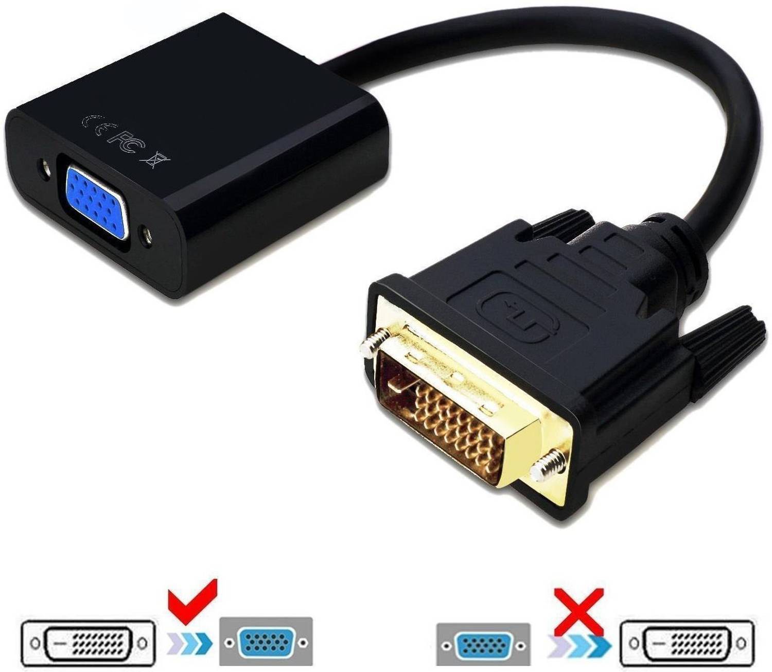 LipiWorld TV-out Cable DVI-D TO VGA ACTIVE CONVERTOR ADAPTER( DVI-D MALE 24+1 PIN TO VGA FEMALE 15 PIN ) - Suitable for connecting latest graphic cards with dvi d out put to VGA display / projectors
