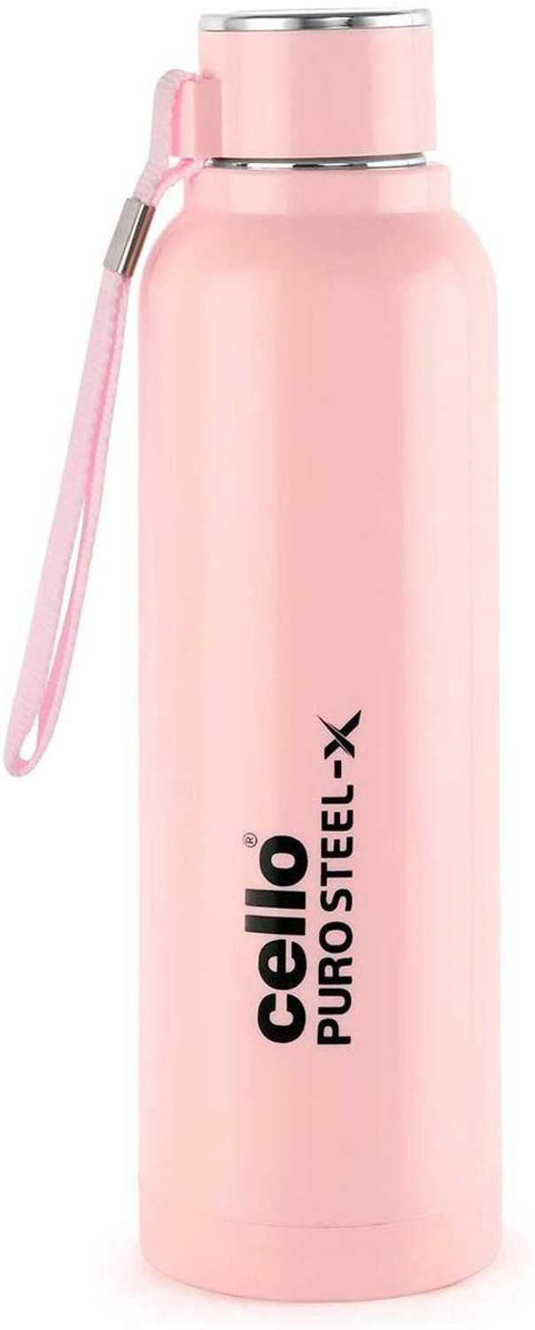 Image of cello Puro Steel-X Benz 600 Insulated Inner Steel Outer Plastic Water Bottle, 520 ml Steel, Plastic Bottle
