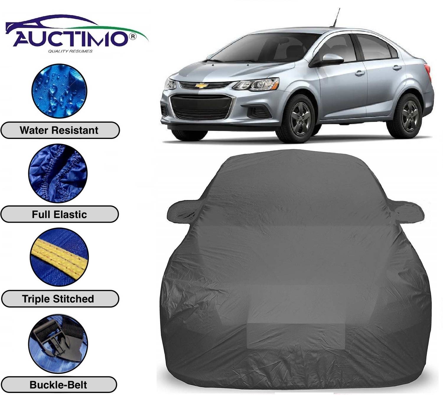 AUCTIMO Car Cover For Chevrolet Aveo (With Mirror Pockets)