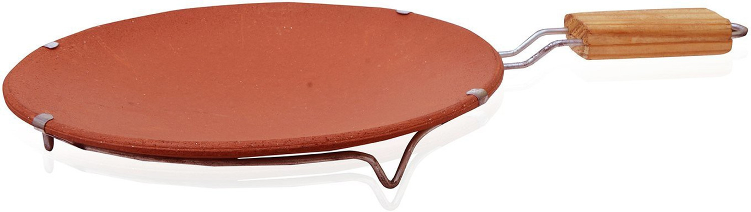 Image of Tansa Mitti Terracotta Clay Tawa Earthen Products Clay Chapati Tawa with Stand (Brown) Tawa 13 cm diameter