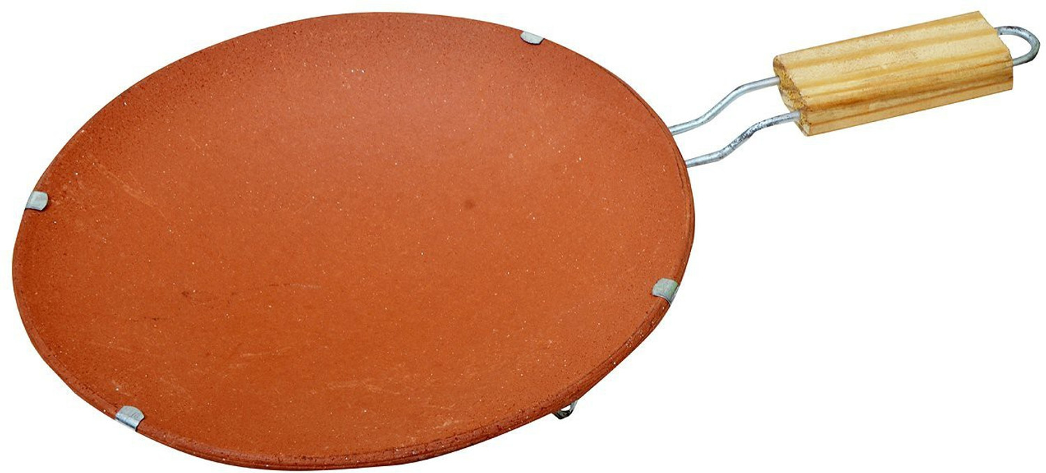 Image of Tansa Mitti Terracotta Clay Tawa Earthen Products Clay Chapati Tawa with Stand (Brown) Tawa 13 cm diameter