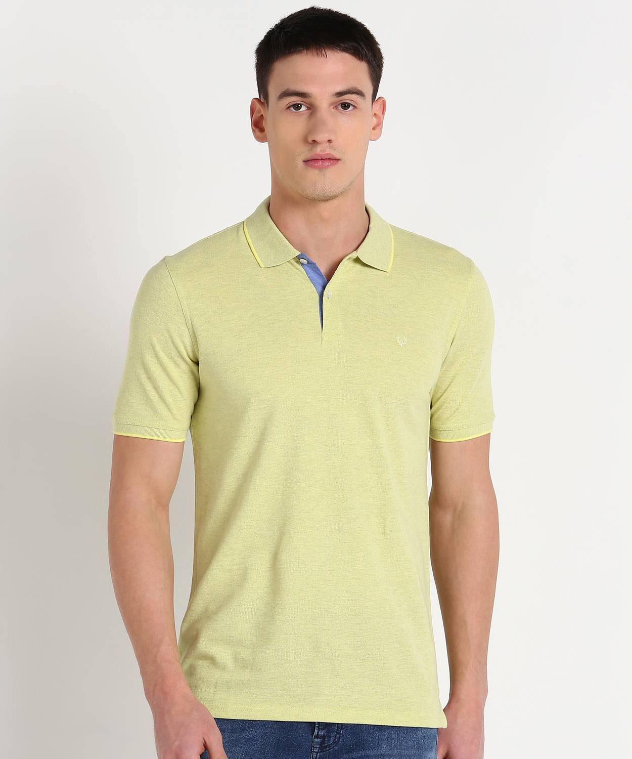 Allen Solly Solid Men Polo Neck Yellow T-Shirt