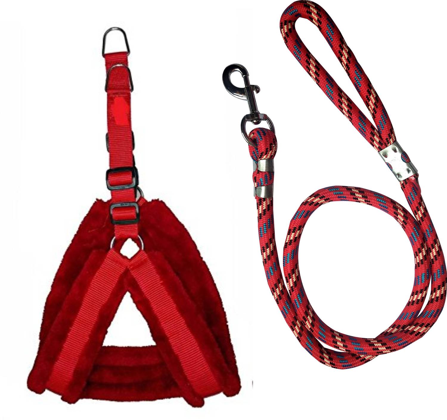 ADIOS Good Quality Dog Belt Combo of Red Feather Padded Dog Body Cross Harness with Red Lead 1.5m lengthy Dog Harness & Leash