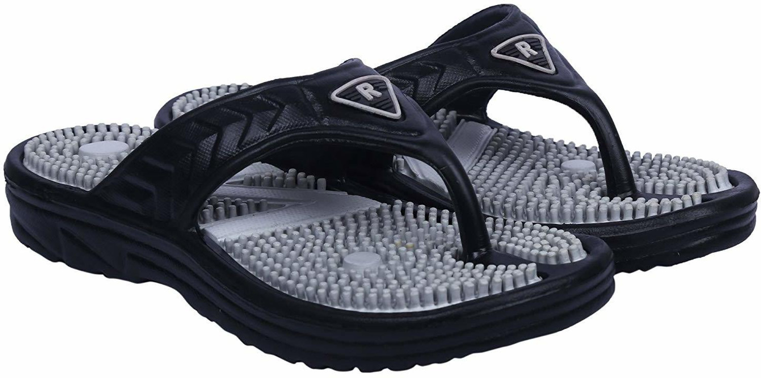 Image of TeeAn Men Relax Black Acupressure Health Slippers & Flip Flops