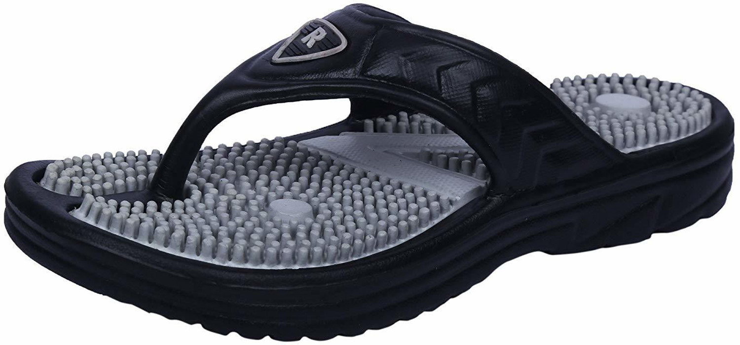 Image of TeeAn Men Relax Black Acupressure Health Slippers & Flip Flops
