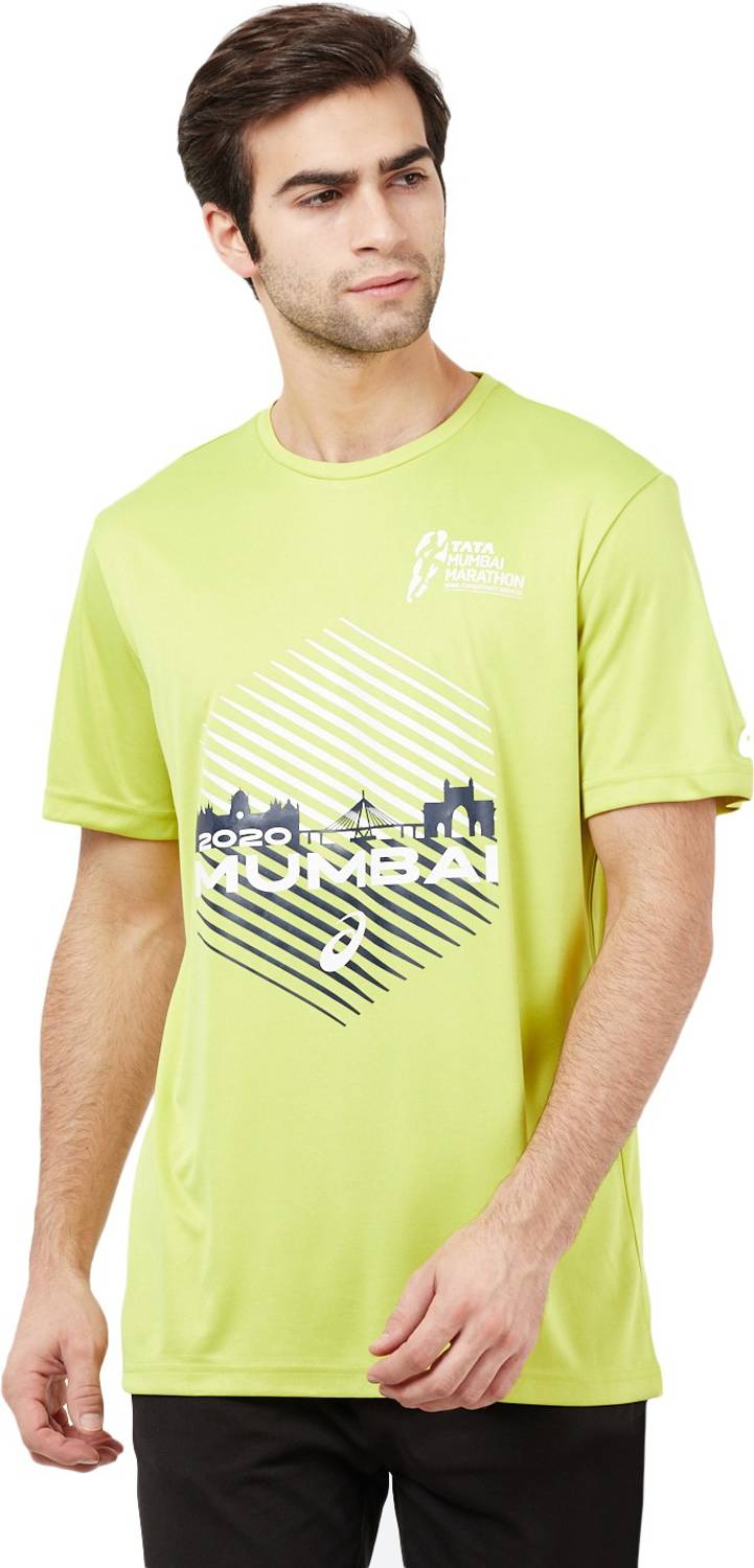 Asics Printed Men Round Neck Light Green T-Shirt