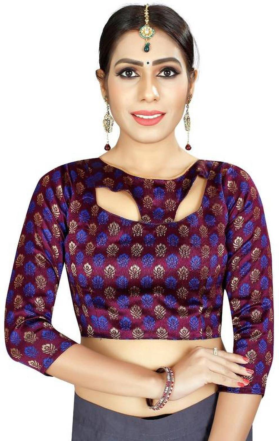 AANZIA Silk Blend Printed Blouse Material