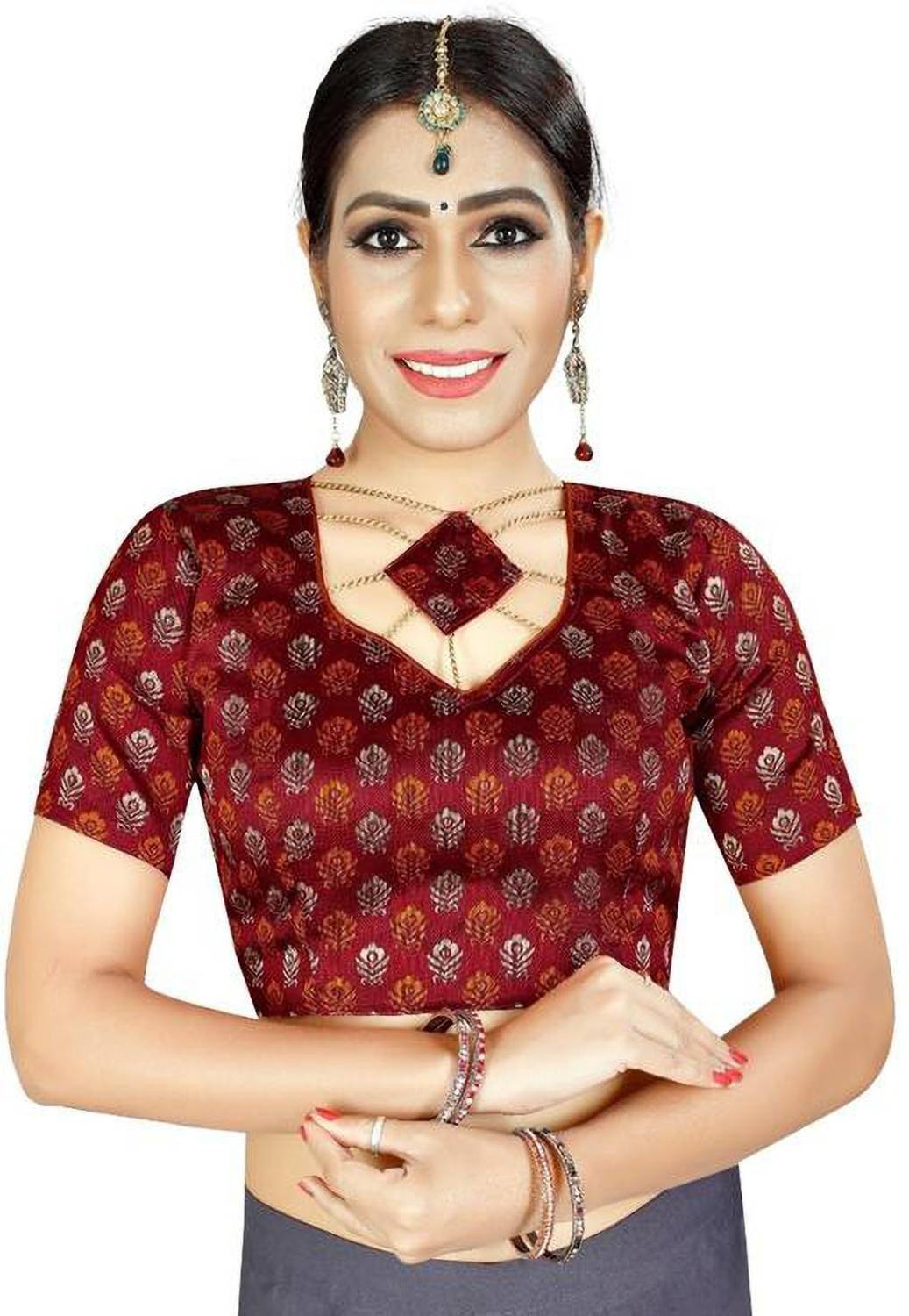 AANZIA Silk Blend Printed Blouse Material