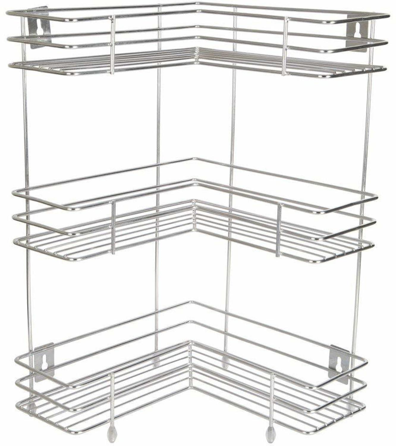 Image of Shopmart Utensil Kitchen Rack Steel Stainless Steel 3 Layer L-Shape Corner Stand for kitchen Rack Utensil Kitchen Rack
