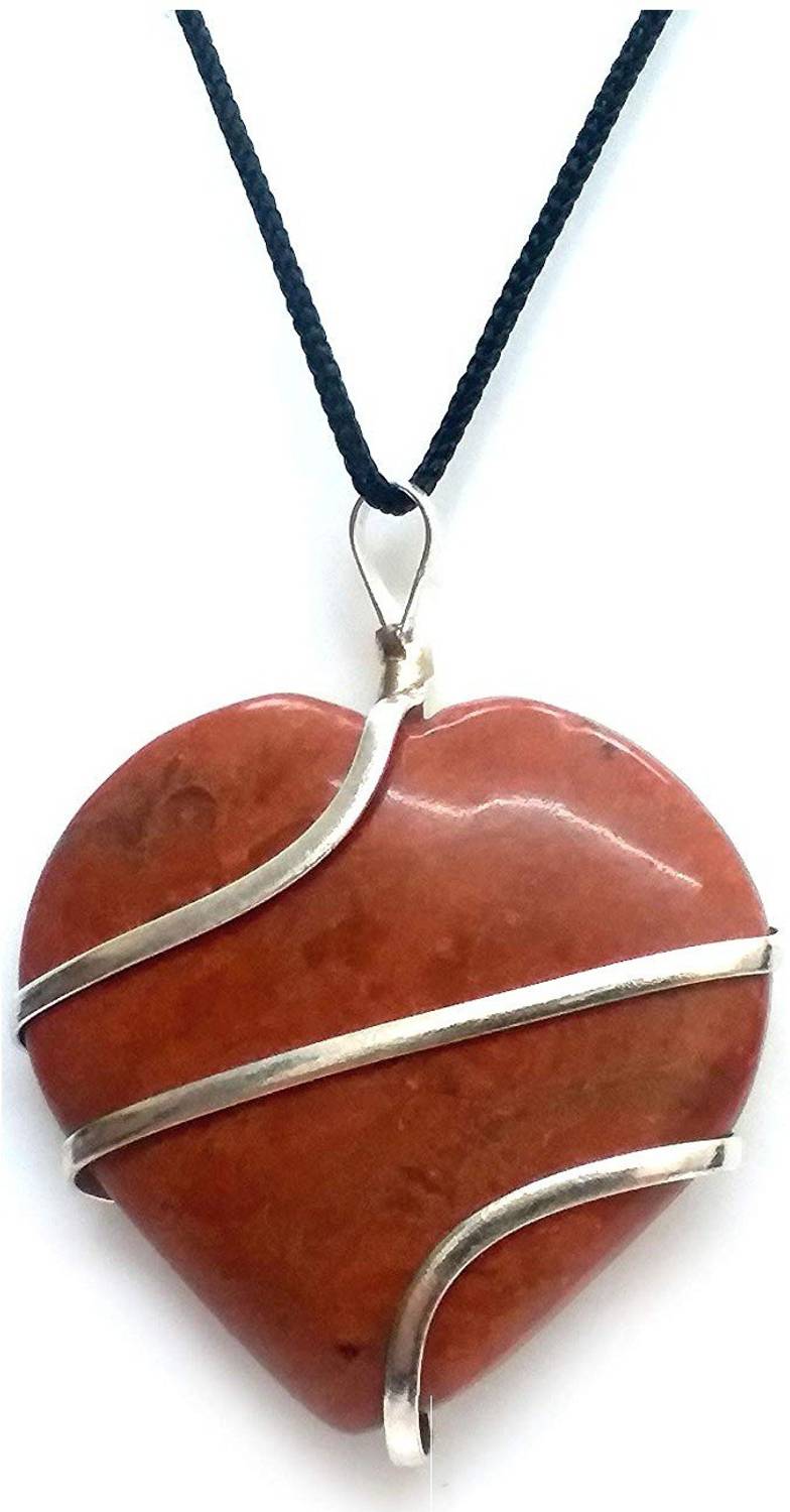 AIR9999 red jasper heart shaped wire wrapped crystal pendant Crystal Crystal Pendant