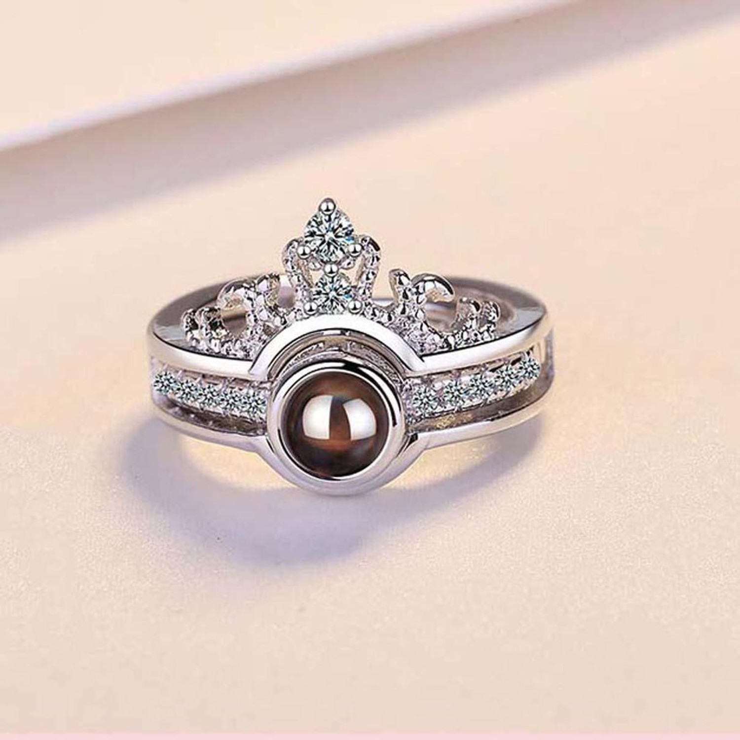 Image of MEENAZ 100 Language I Love U Ring Rose Gold Silver Rings for girls women girlfriend Valentine gifts Proposal Ring Brass, Crystal, Stone Cubic Zirconia, Diamond Silver Plated Ring