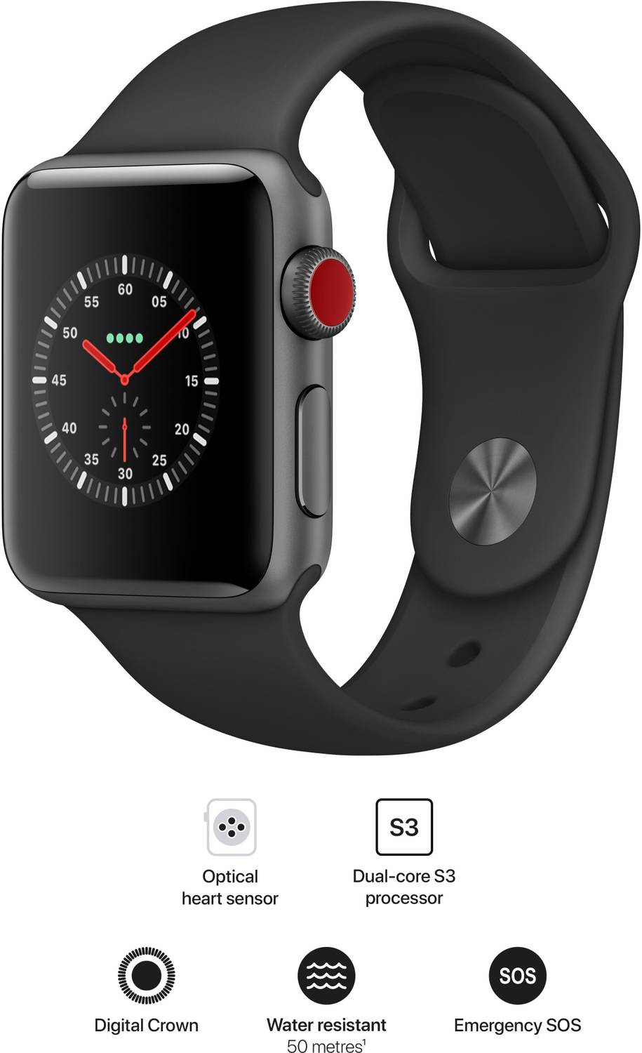 Apple Watch Series 3 (GPS, 42mm) - Space Grey Aluminium Case with