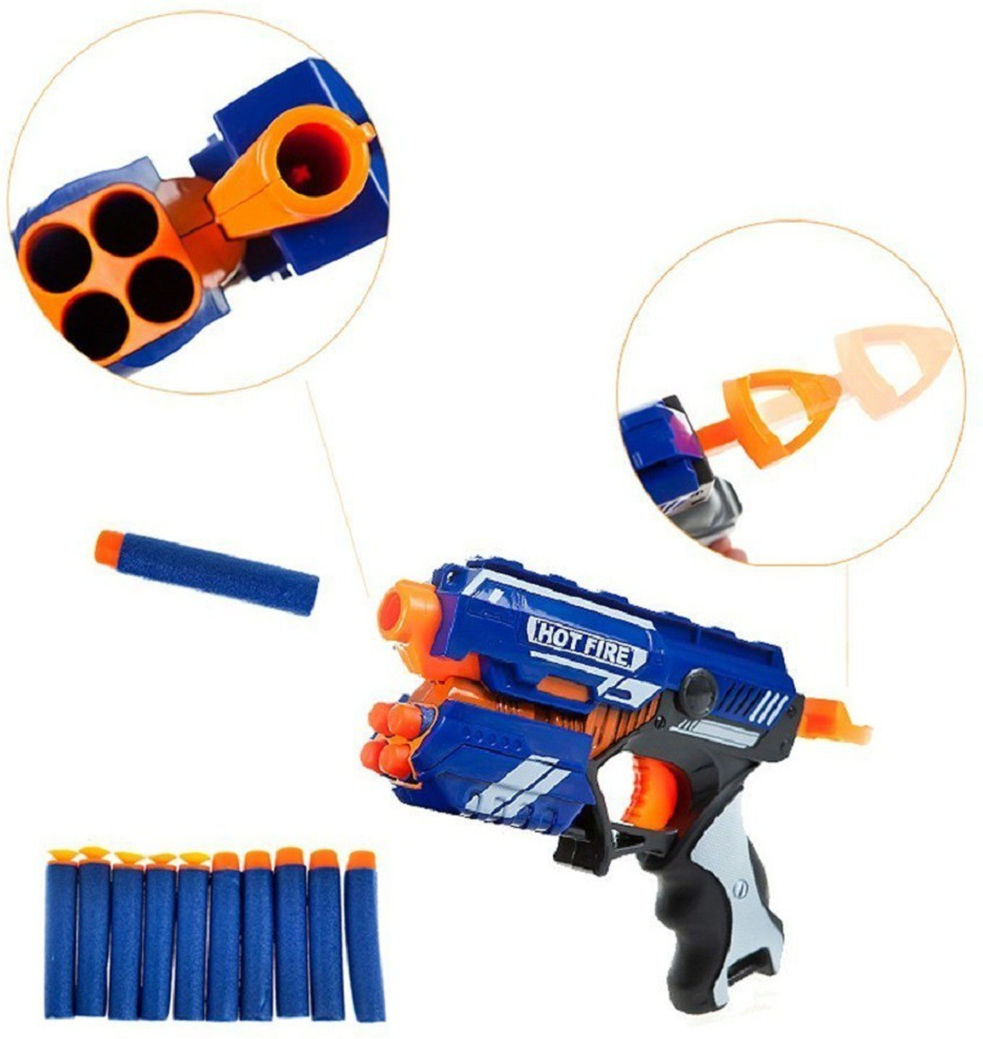 Image of Dityashop Manual Blaze Storm Gun Blaster with 10 Foam Bullets (Blue) Guns & Darts