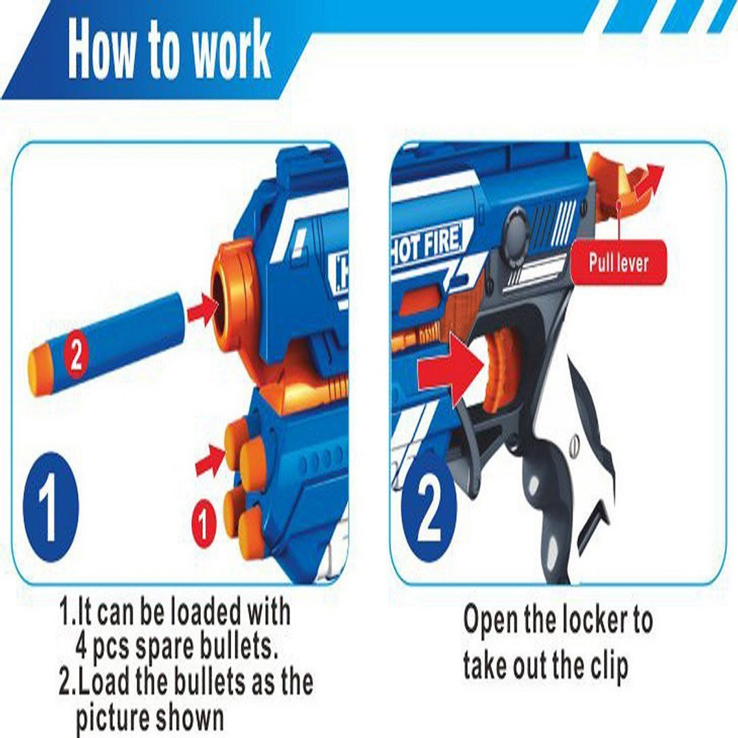 Image of Dityashop Manual Blaze Storm Gun Blaster with 10 Foam Bullets (Blue) Guns & Darts