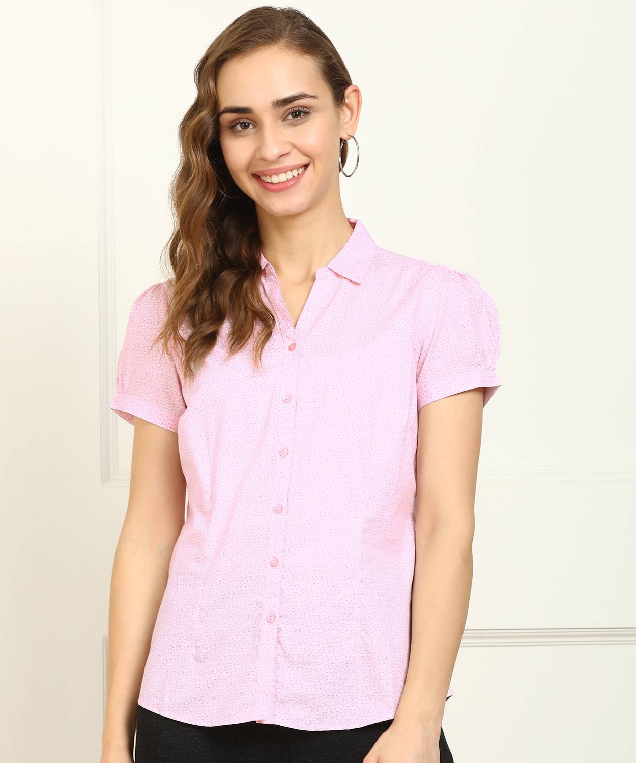 Annabelle by Pantaloons Women Printed Casual Pink Shirt