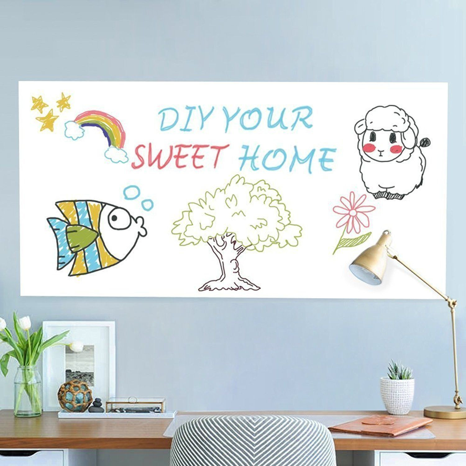 Image of Priyat 200 cm Wall Sticker Paper Vinyl Removal Self Adhesive Chalk /Marker Board Sheet for Children Room Decor and Mind Development Also for Office & School /Collages (Size-45x200cm) (Green) Chalkboard Sticker