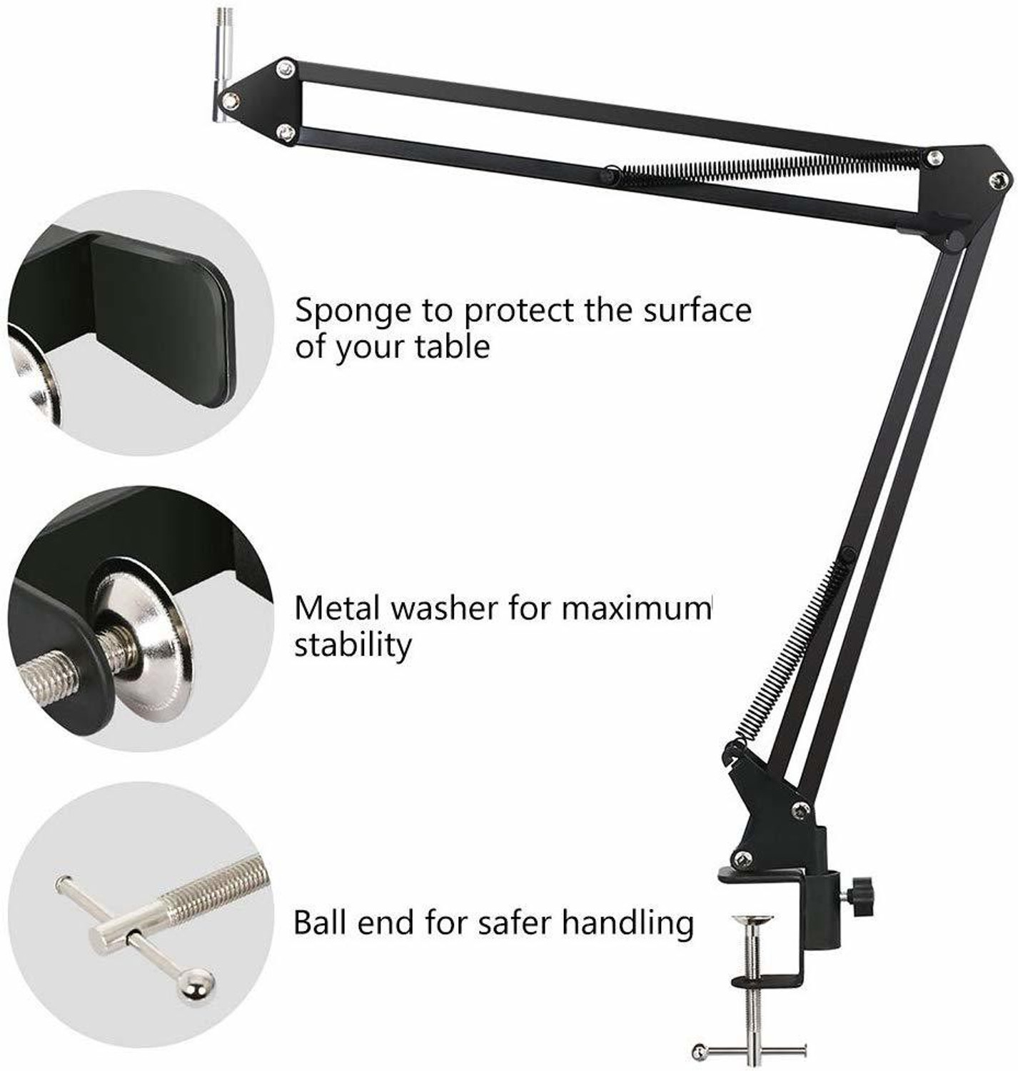 Image of BLUEBERRY R-031 Adjustable Microphone Sensuspion Boom Scissor Arm Stand for Radio Broadcasting Studio, Voice-Over Sound Studio, Stages, and TV Stations Holder
