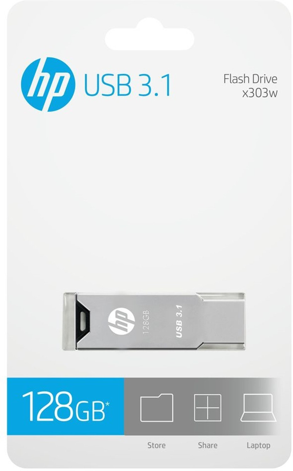 Image of HP x303w 128 GB Pen Drive Compatible with Laptop, Desktop Computer USB 3.1 Metal Case