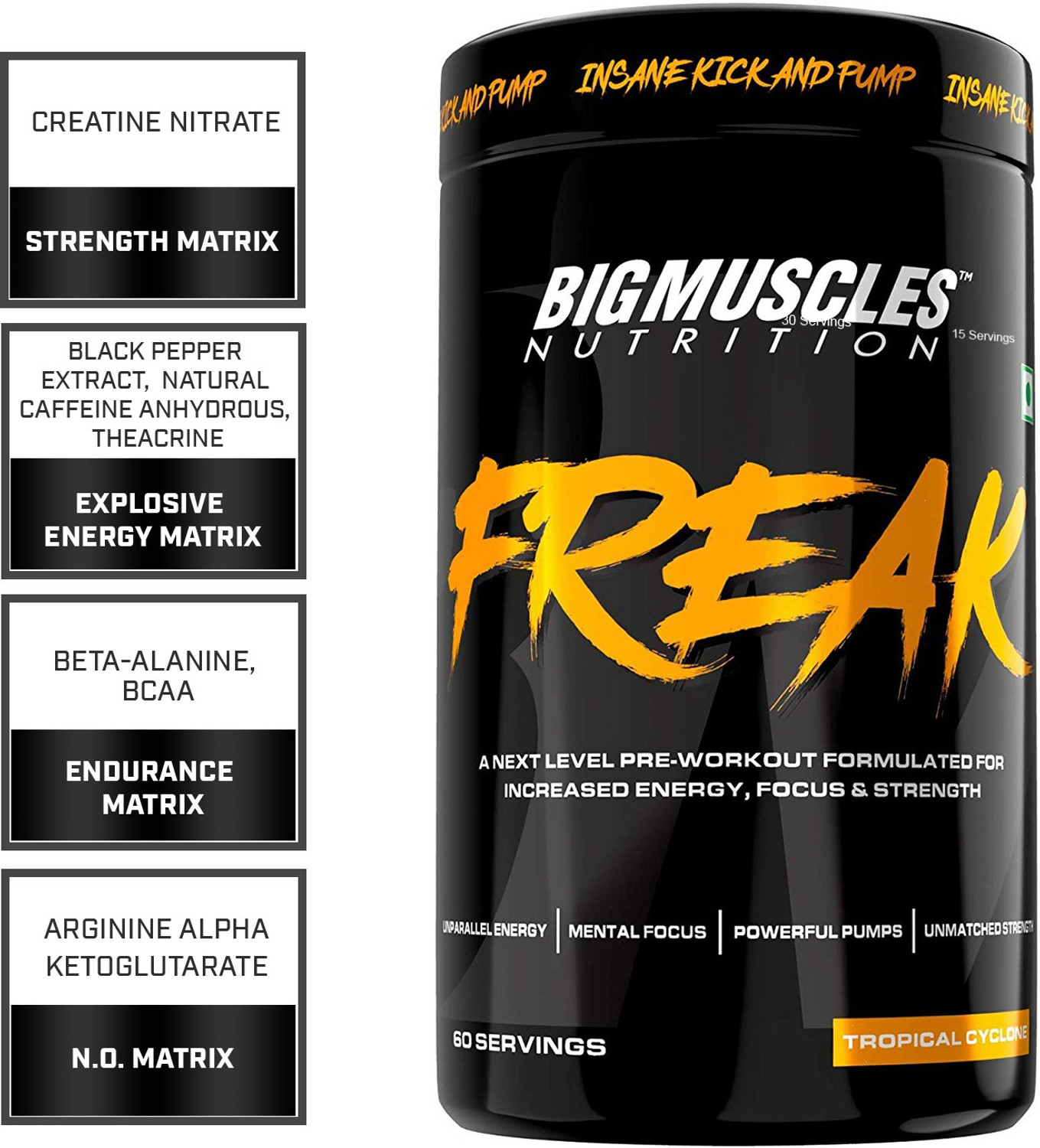 Image of BIGMUSCLES NUTRITION Freak Sydney Sunset Tropical Cyclone Preworkout 60 Serving Pre Workout