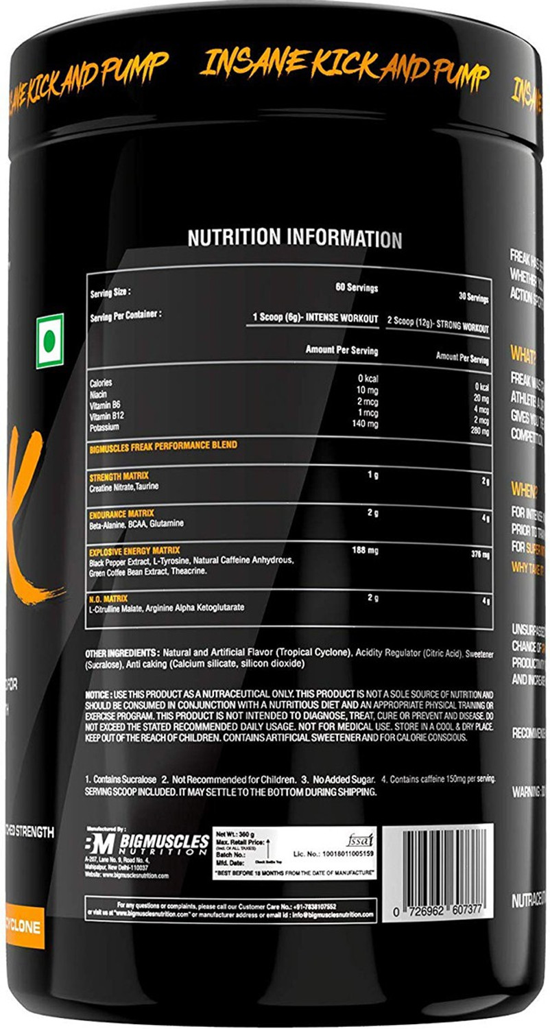 Image of BIGMUSCLES NUTRITION Freak Sydney Sunset Tropical Cyclone Preworkout 60 Serving Pre Workout