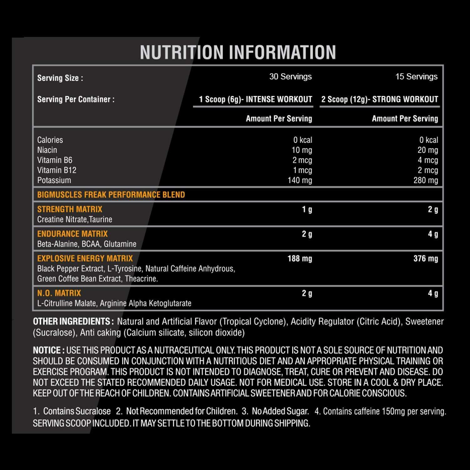 Image of BIGMUSCLES NUTRITION Freak Tropical Cyclone Preworkout 30 Serving Pre Workout