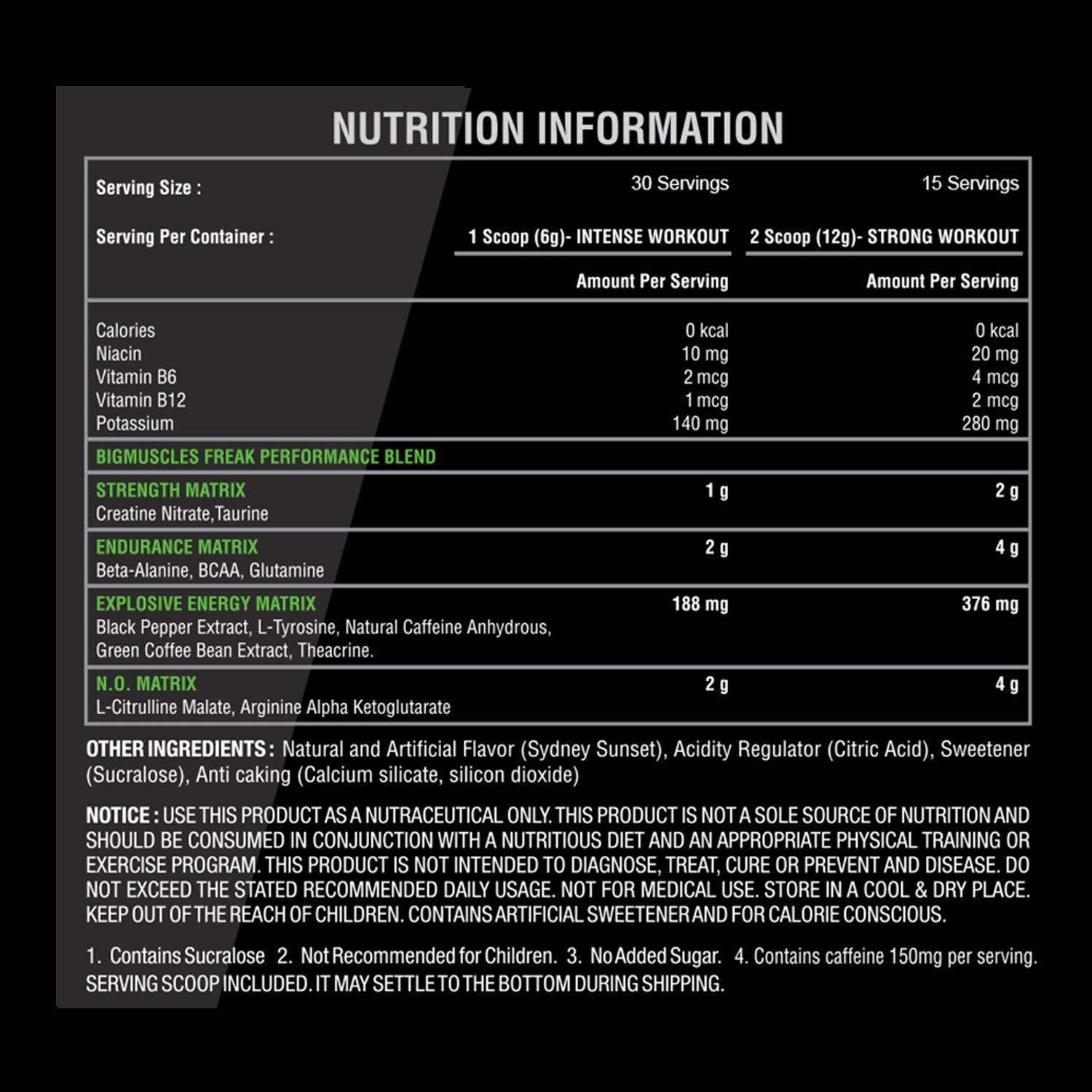 Image of BIGMUSCLES NUTRITION Freak Sydney Sunset Preworkout 30 Serving Pre Workout