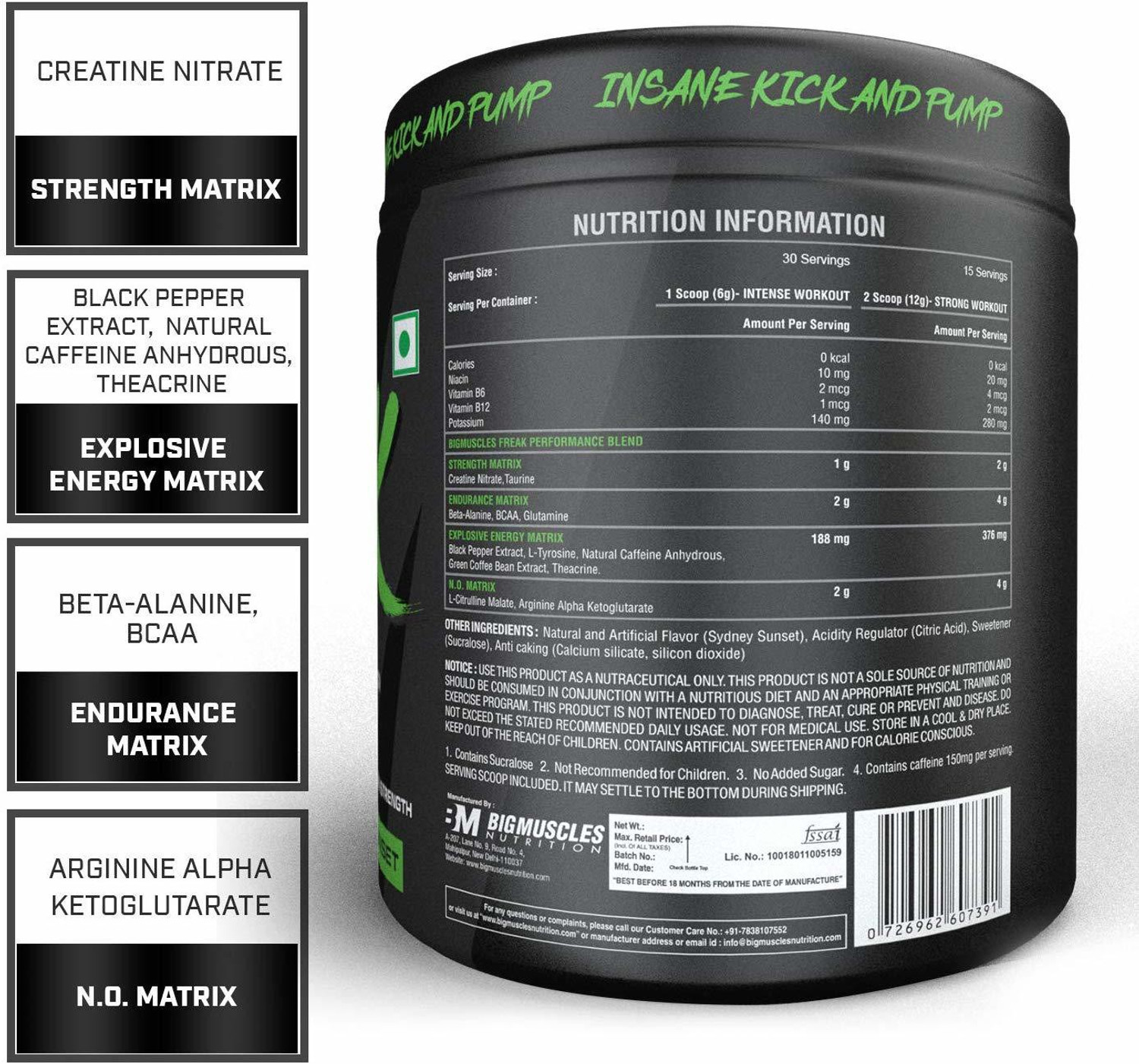 Image of BIGMUSCLES NUTRITION Freak Sydney Sunset Preworkout 30 Serving Pre Workout