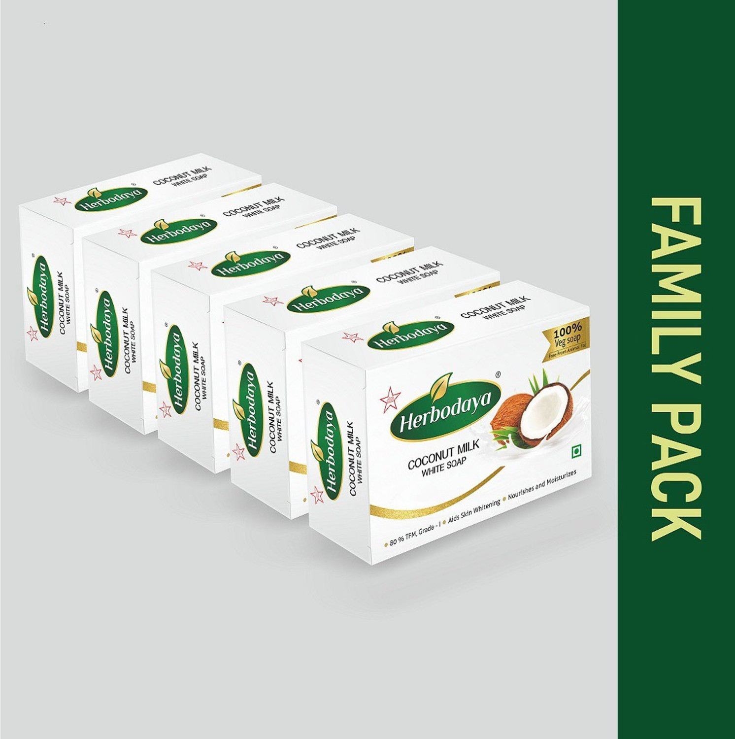 Image of Herbodaya Coconut Milk White Soap(pack of 5)