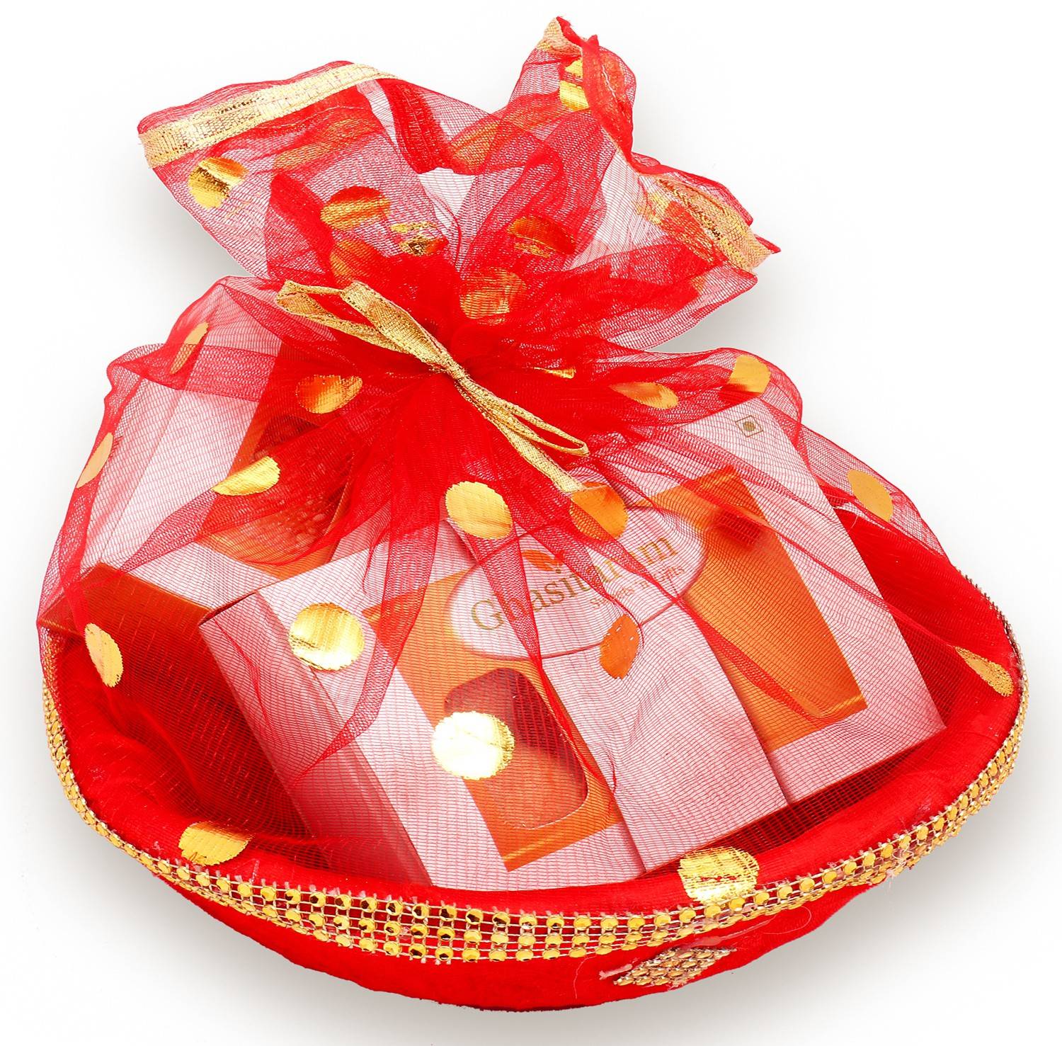 Ghasitaram Gifts Lohri Sweets - Revadi and Gachak in Red Potli Combo