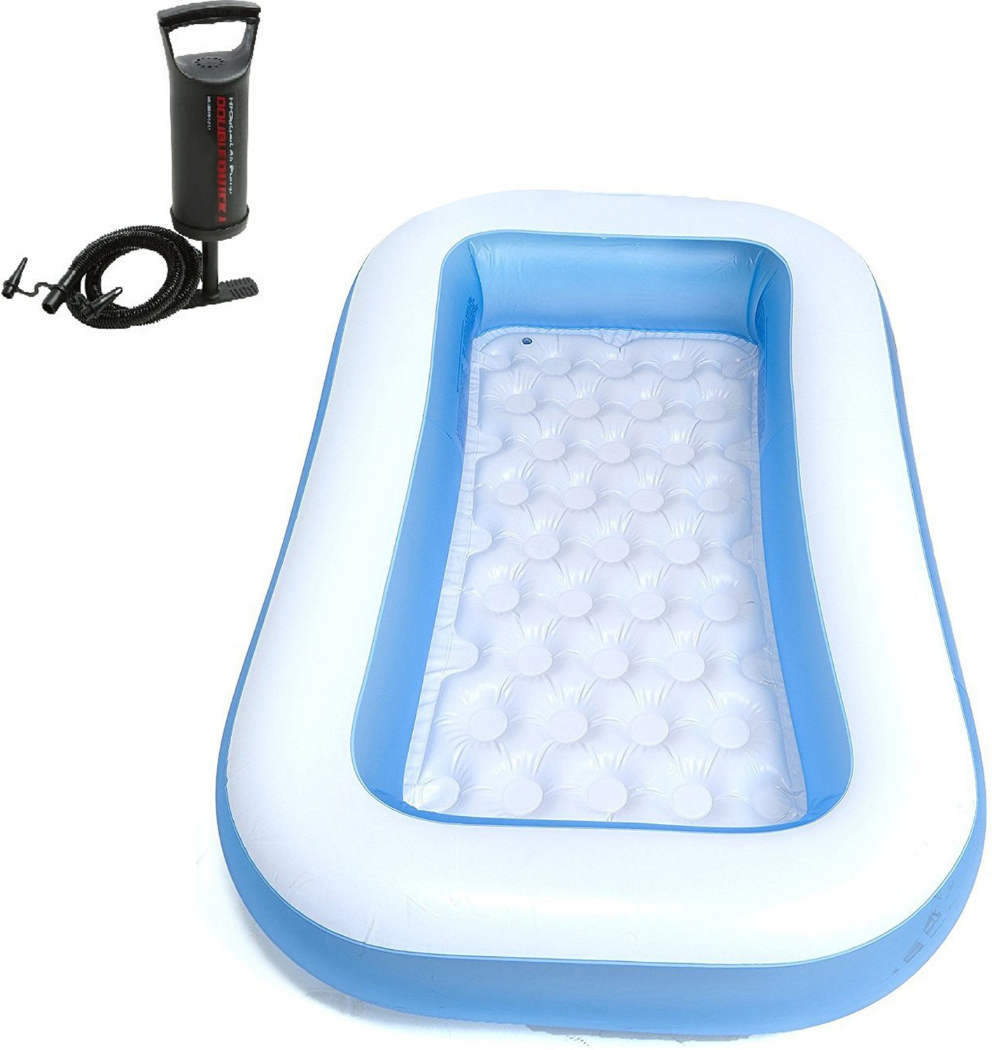 Image of Fossilbeater Combo 6 Feet Inflatable Bath Tub with Air Hand Pump Inflatable Swimming Pool