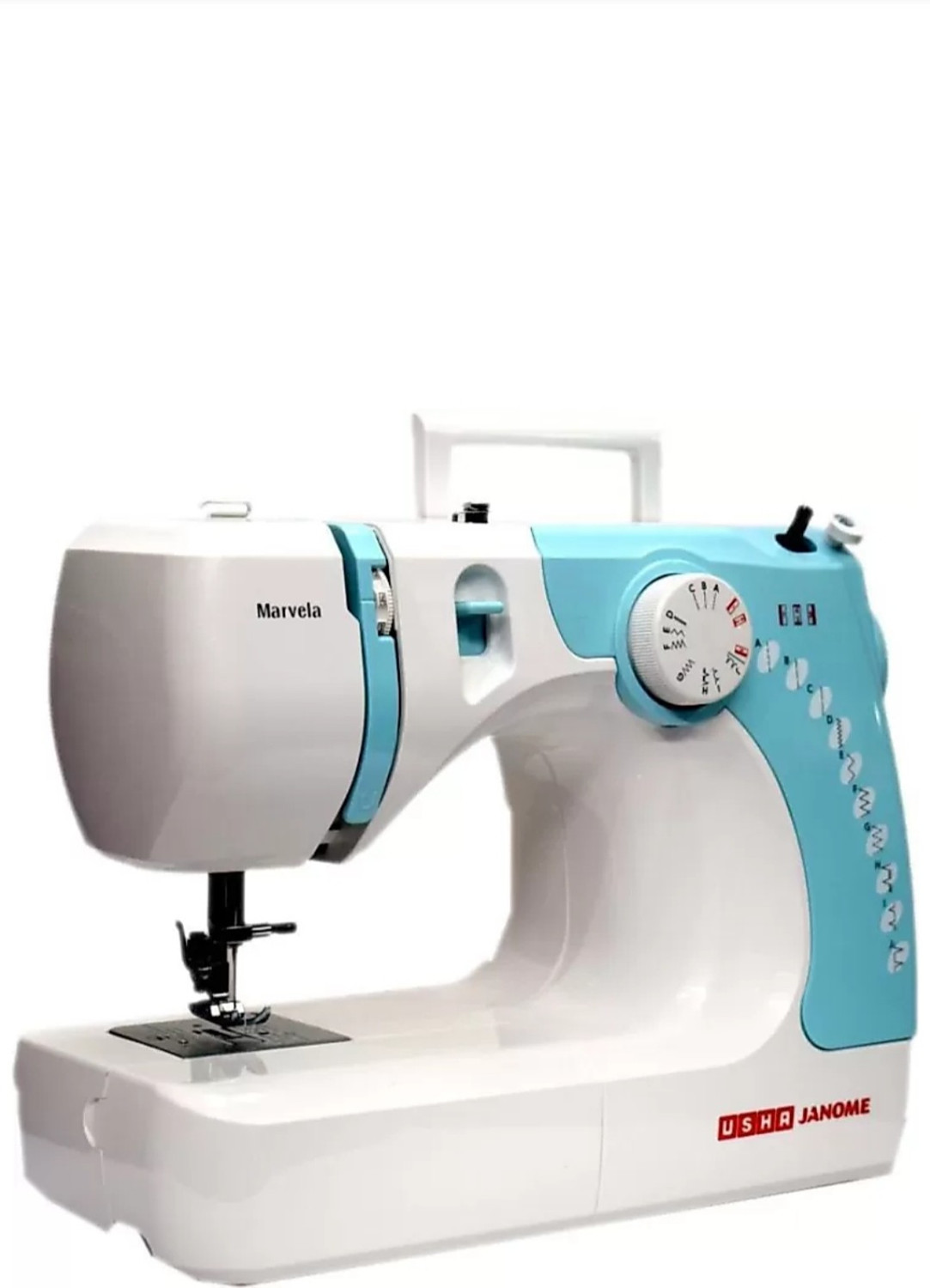 Image of USHA automatic zigzag marvela blue Electric Sewing Machine 14 built-in stitches 550 SPM 24 Months Warranty white,blue