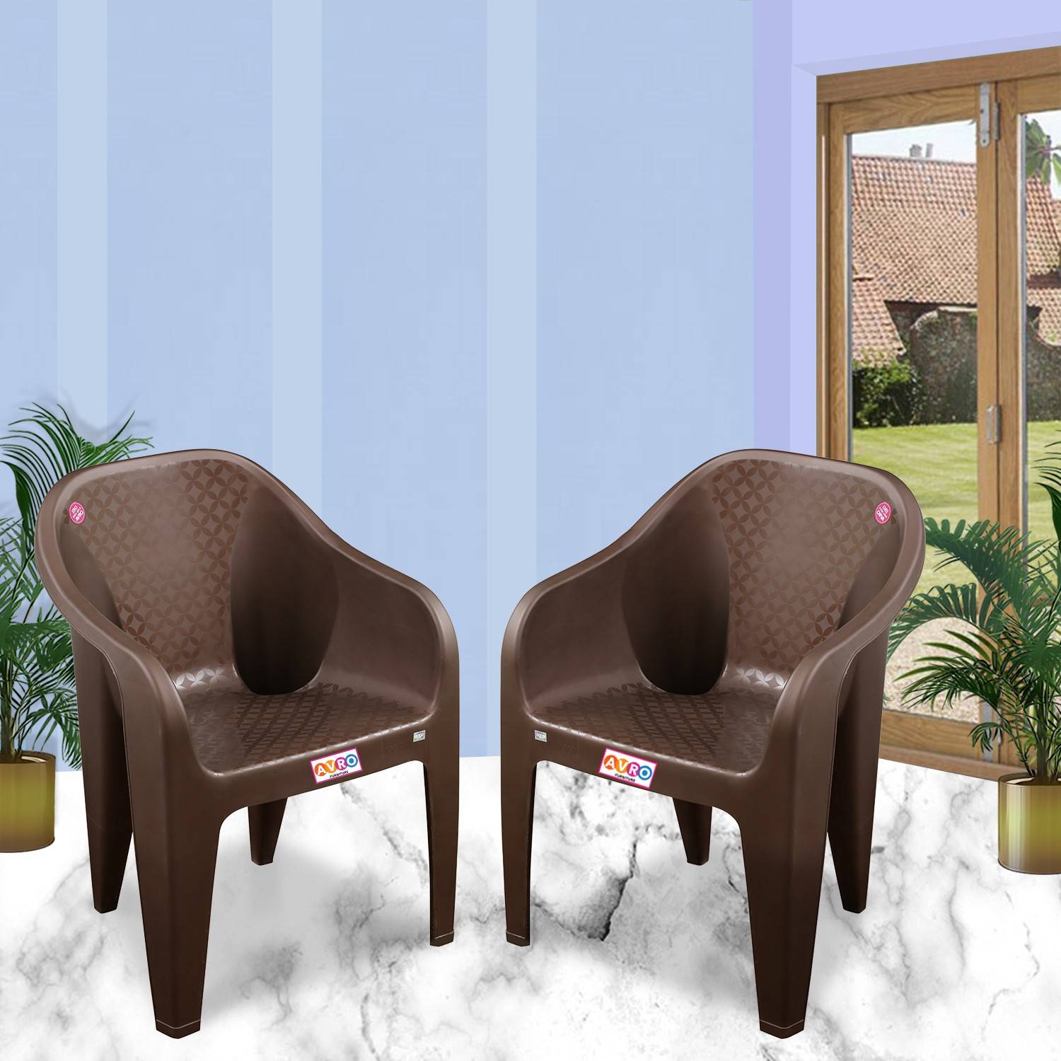 AVRO Plastic Outdoor Brown Chair - Image 3