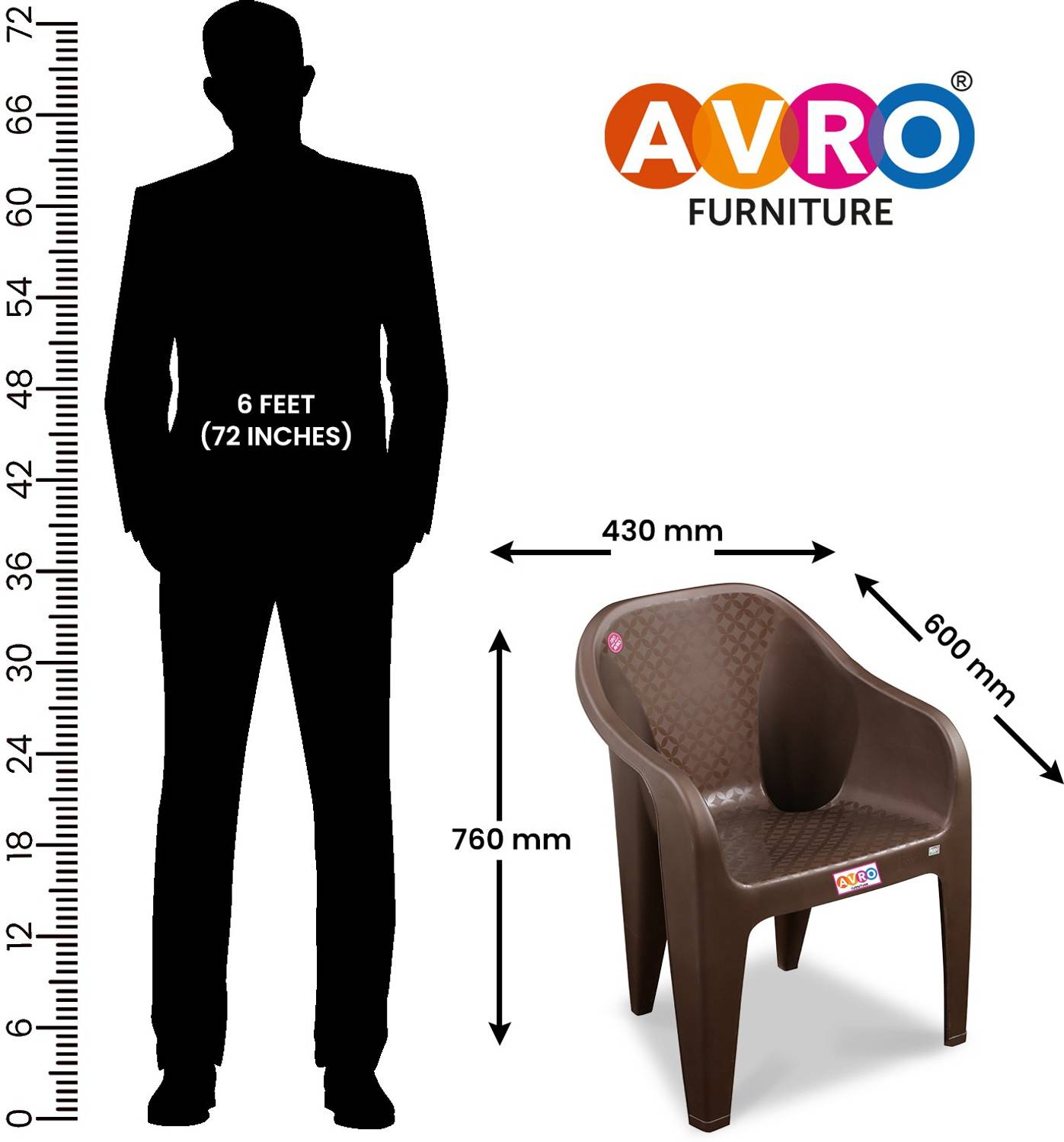 AVRO Plastic Outdoor Brown Chair - Image 2