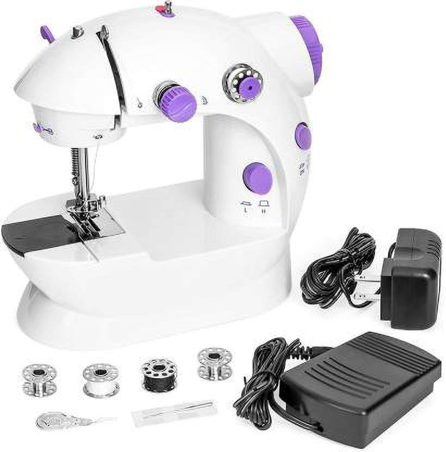 Onshoppy Portable Sewing Double Speed Mini Sewing Machine Electric Sewing Machine 45 built-in stitches 100 SPM White