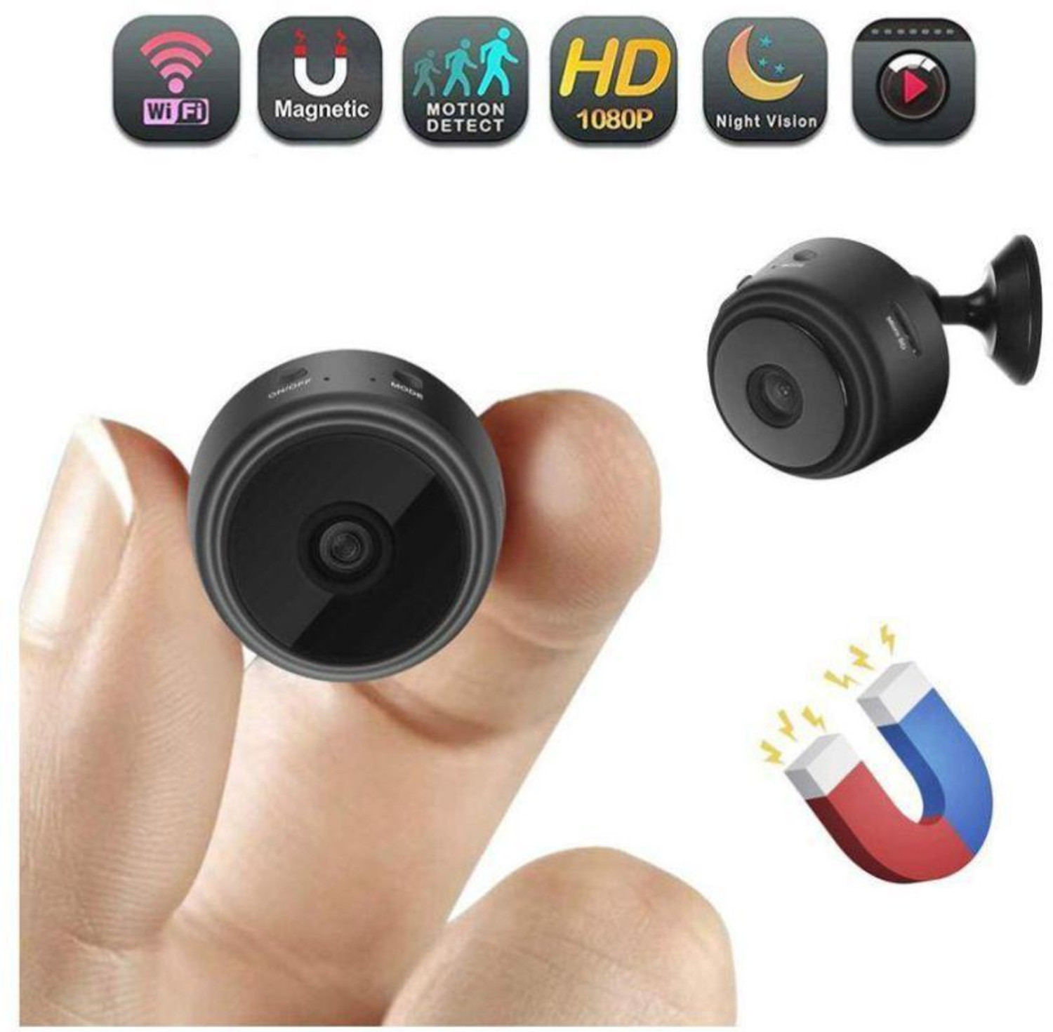 Image of PKG Hidden WiFi Mini Camera,HD 1080P Wireless Cam-Magnetic Security Camera for Home Built-in Battery with Motion Detection /Night Vision Security Camera (support 64 GB, 4 Channel) Security Camera