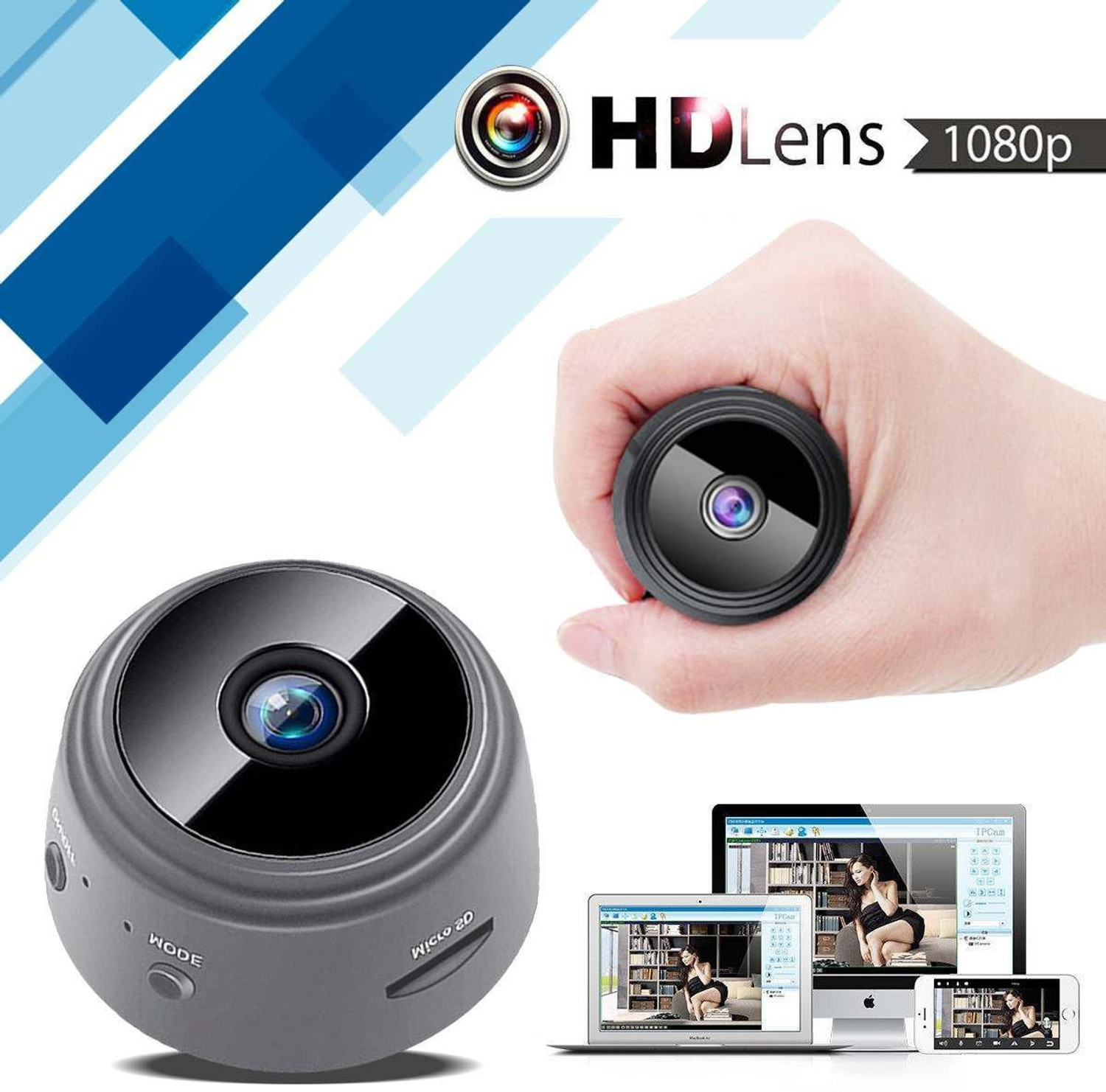 Image of PKG Hidden WiFi Mini Camera,HD 1080P Wireless Cam-Magnetic Security Camera for Home Built-in Battery with Motion Detection /Night Vision Security Camera (support 64 GB, 4 Channel) Security Camera