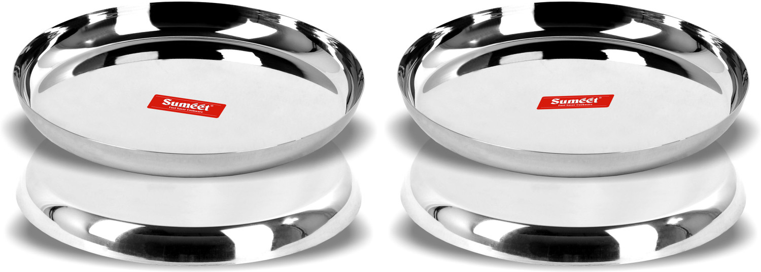 Image of Sumeet Stainless Steel Apple Shape Heavy Gauge Dinner Plates 29.5cm Dia - Set of 4pc Dinner Plate