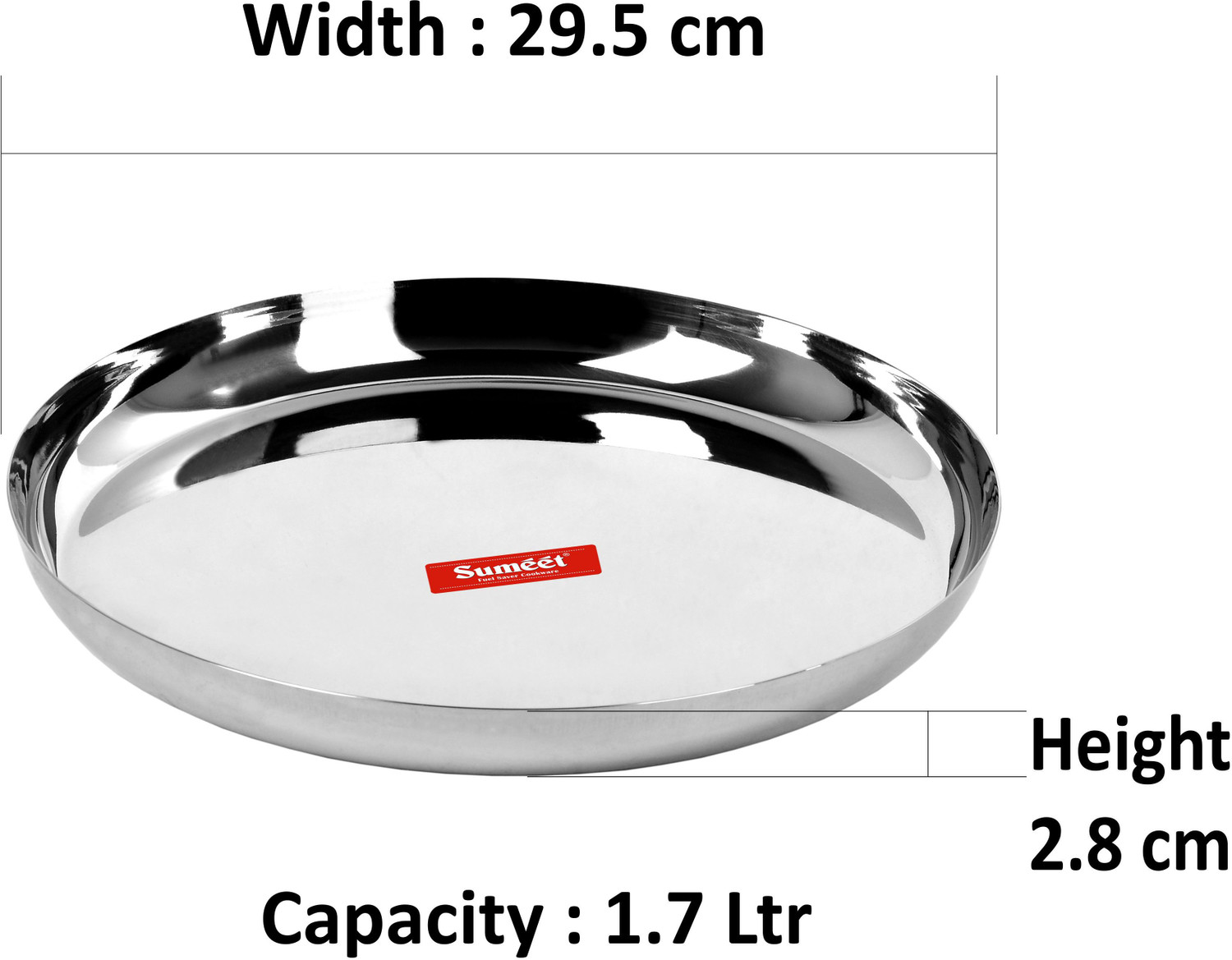 Image of Sumeet Stainless Steel Apple Shape Heavy Gauge Dinner Plates 29.5cm Dia - Set of 4pc Dinner Plate