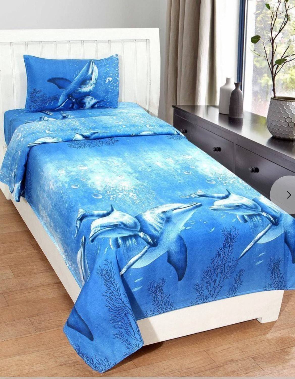 AAKARSH INTERNATIONAL Polycotton Single Flat 144 TC 3D Printed 1 Bedsheet with 2 Pillow Covers