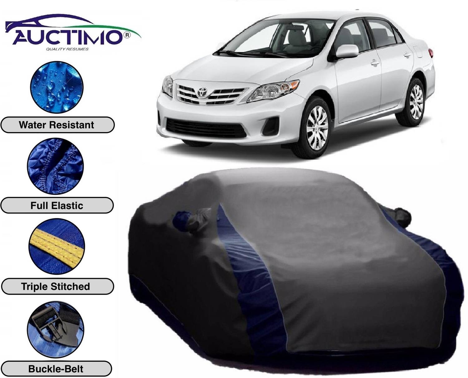 AUCTIMO Car Cover For Toyota Corolla (With Mirror Pockets)
