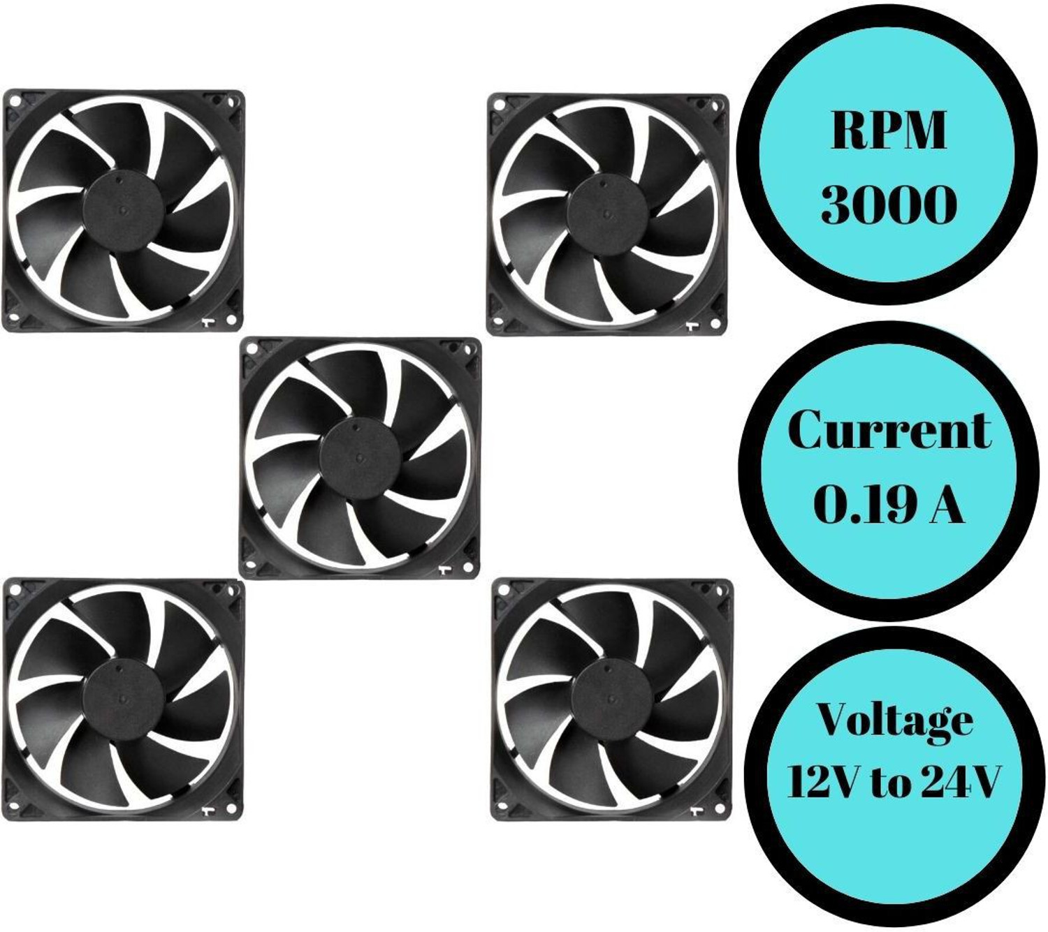 Image of TechSupreme PACK OF 5 DC 12V Cooling Fan for PC Case, CPU Cooler Radiator Cooling Fan All in one Cooler