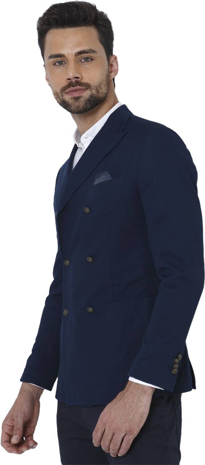 JACK & JONES Solid Double Breasted Casual Men Blazer - Buy Dark