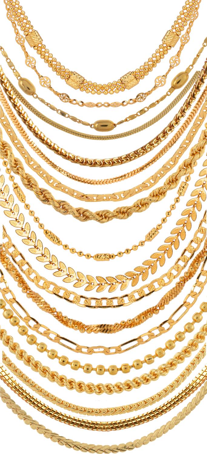 AanyaCentric 22inches Long Trendy Fancy Latest Design Neck Chain Combo Pack for Men Women Gold-plated Plated Brass Chain Set