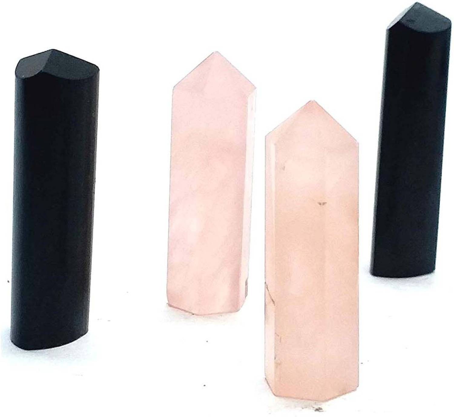 AIR9999 set of rose quartz, black tourmaline & clear quartz mini pencil Decorative Showpiece  -  6 cm