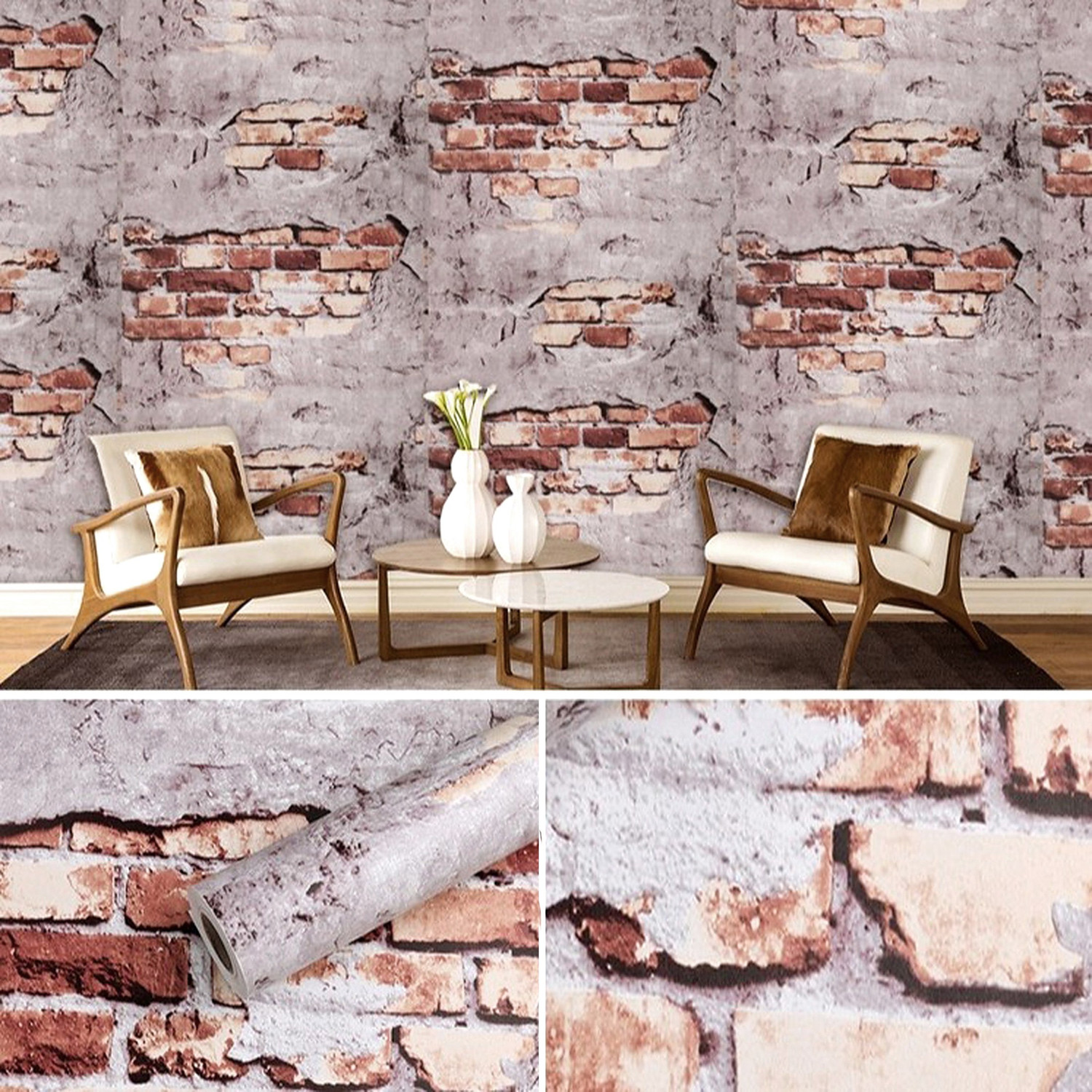 Image of Flipkart SmartBuy 600 cm Wall Wallpaper Modern Brick Pattern Patches Exposed Self Adhesive Sticker