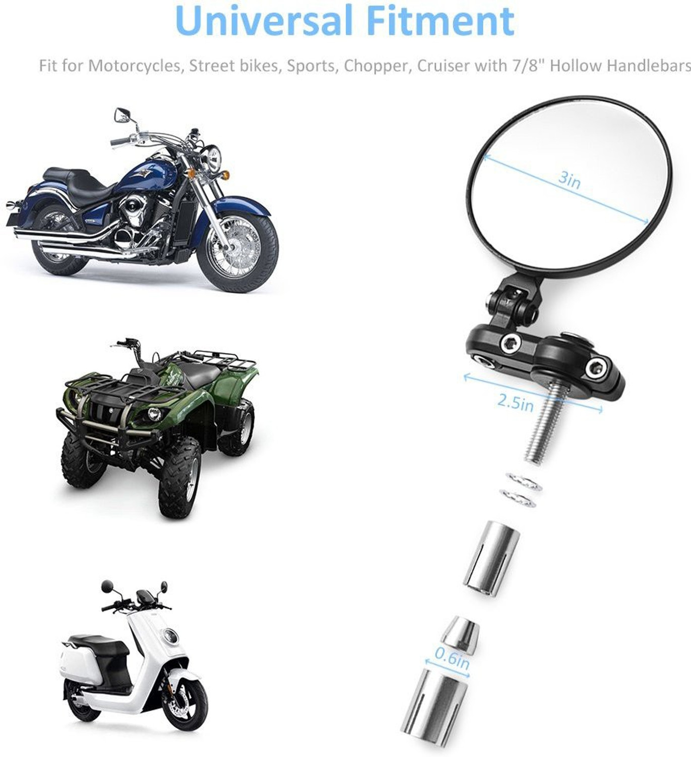 Image of Miwings Manual Rear View Mirror For Universal For Bike Universal For Bike