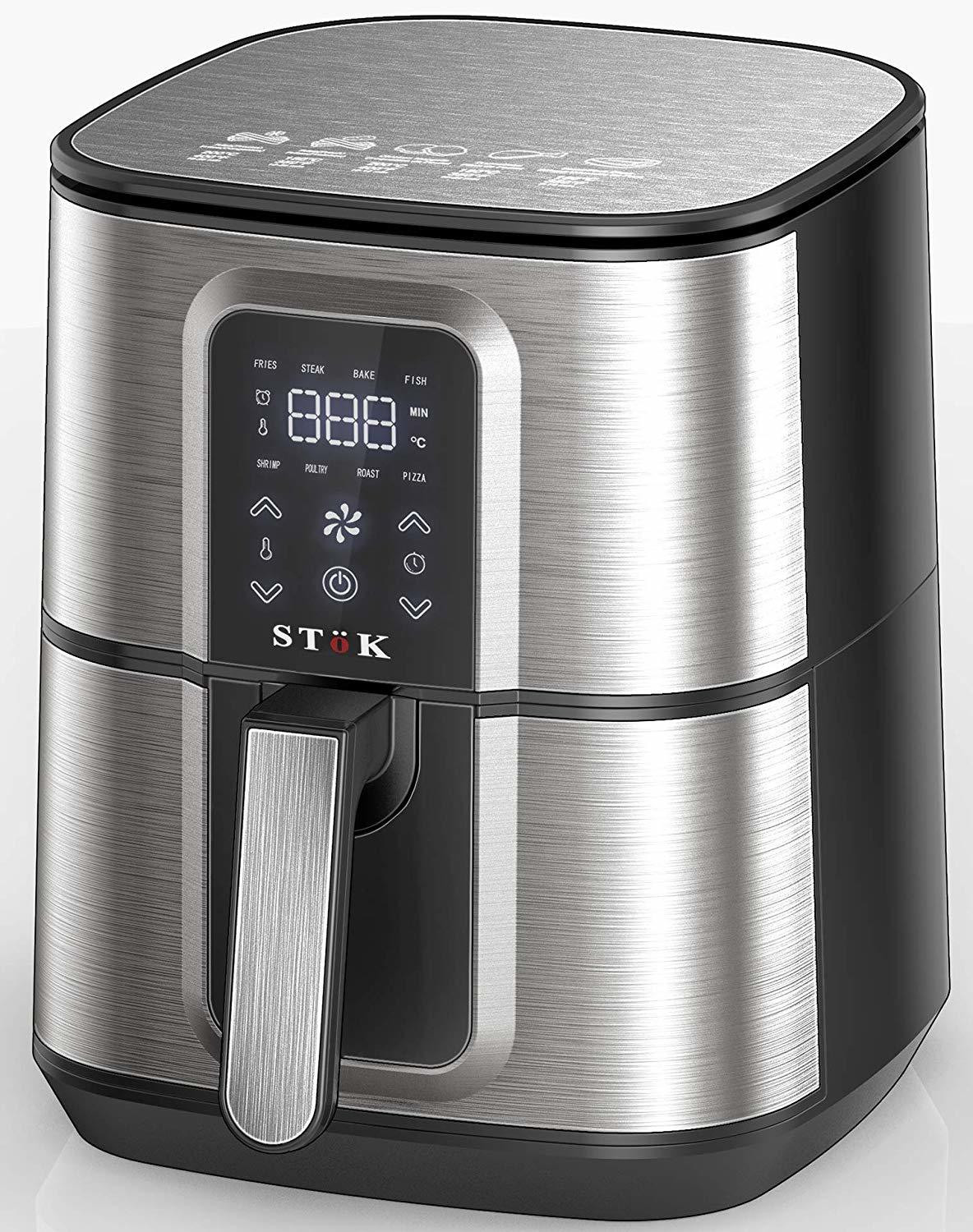 Image of Stok Air Fryer Max LED Digital Touchscreen with 8 Presets,6.5 Liter 1800-Watt Electric Hot Air Fryers Oven & Oil-Less Cooker for Roasting,(29 Recipes in one Book and Metal Grill Free in Box Package) Air Fryer