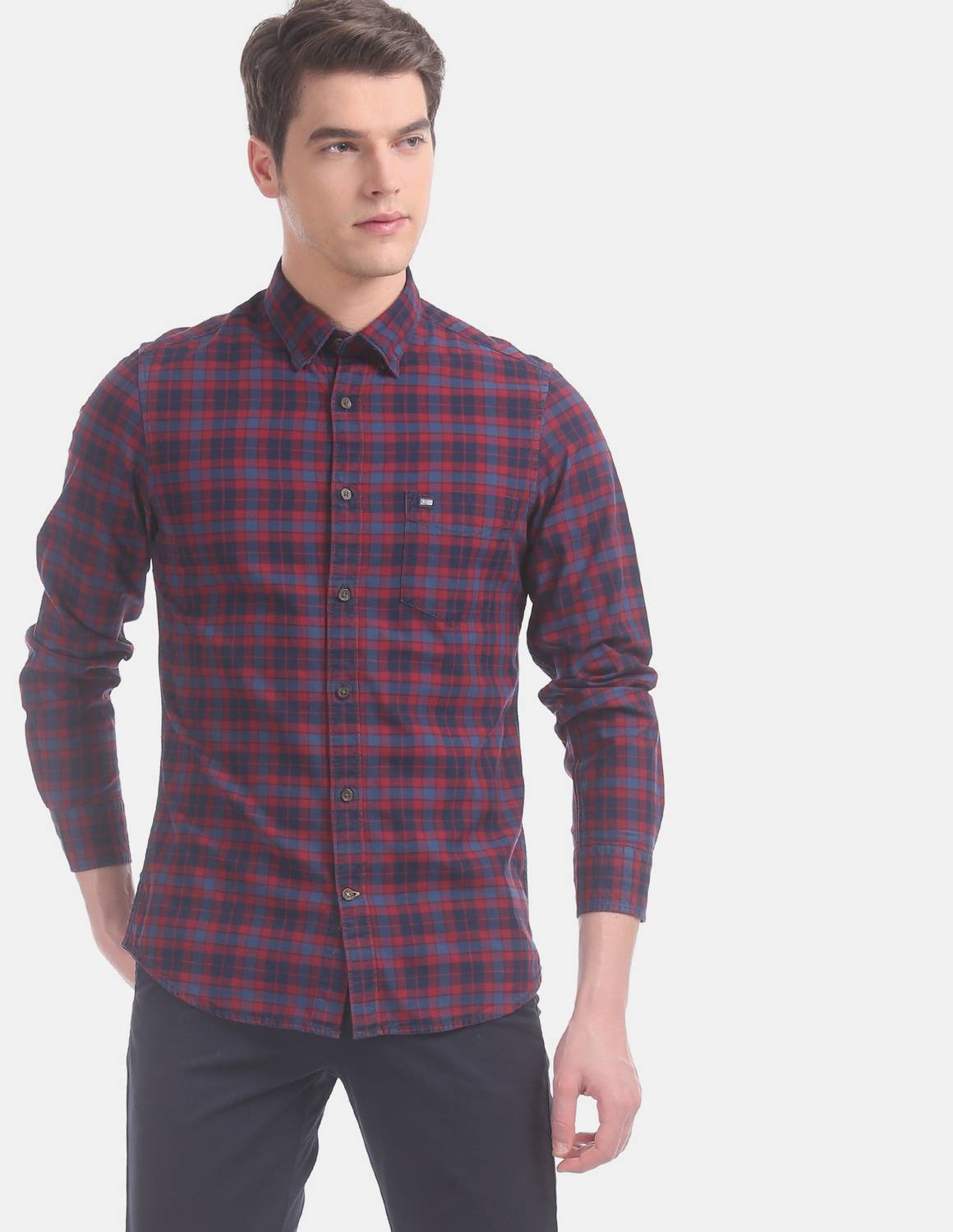 ARROW Men Checkered Casual Red Shirt