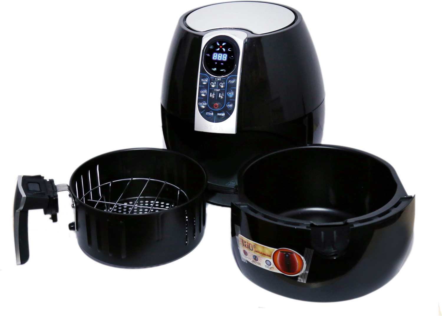 Image of Stok Digital Air Fryer 4 Liter 1500-Watt with Smart Rapid 3D Air Technology with Free Double Layer Grill (Black) Air Fryer