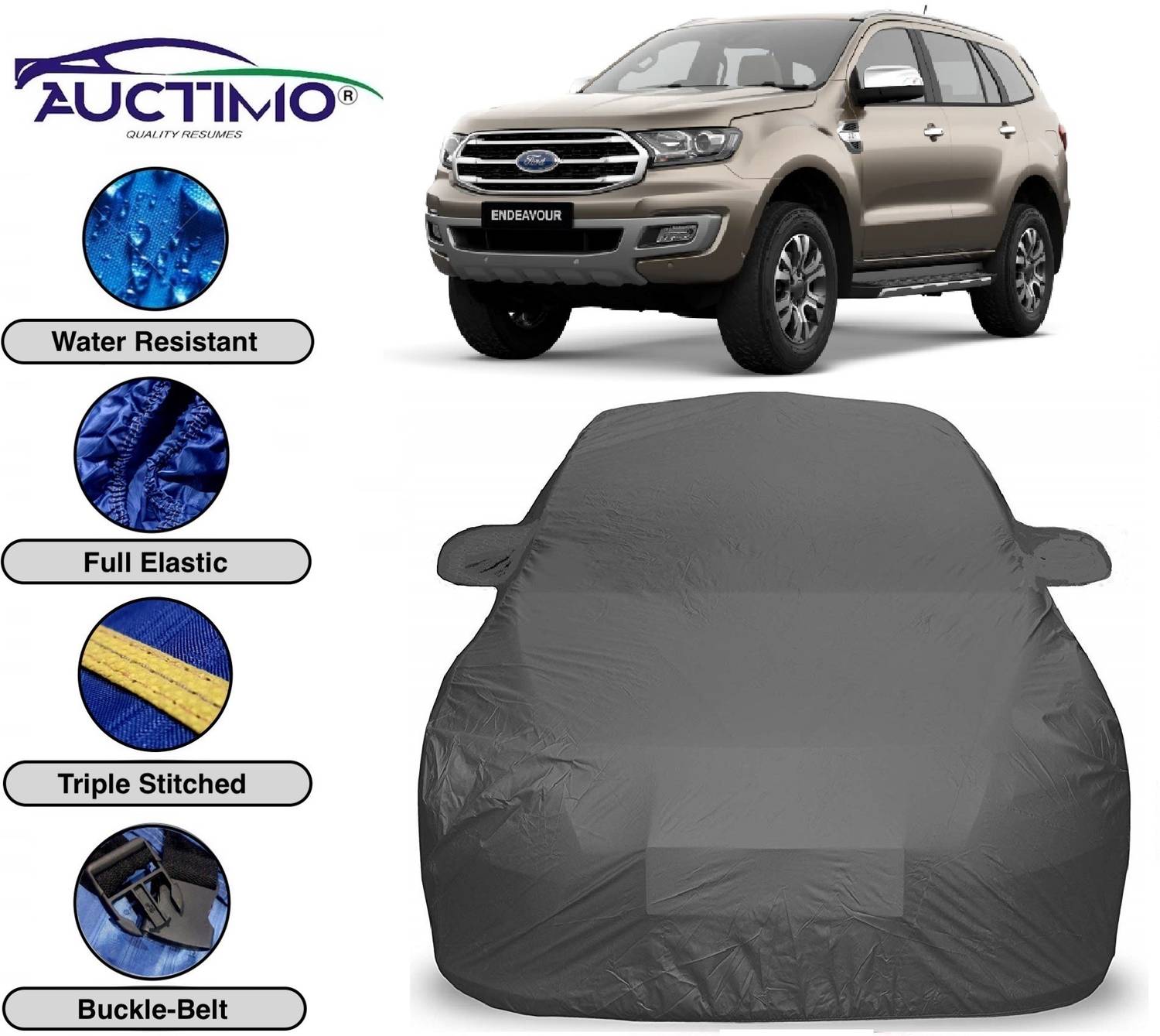 AUCTIMO Car Cover For Ford Endeavour (With Mirror Pockets)